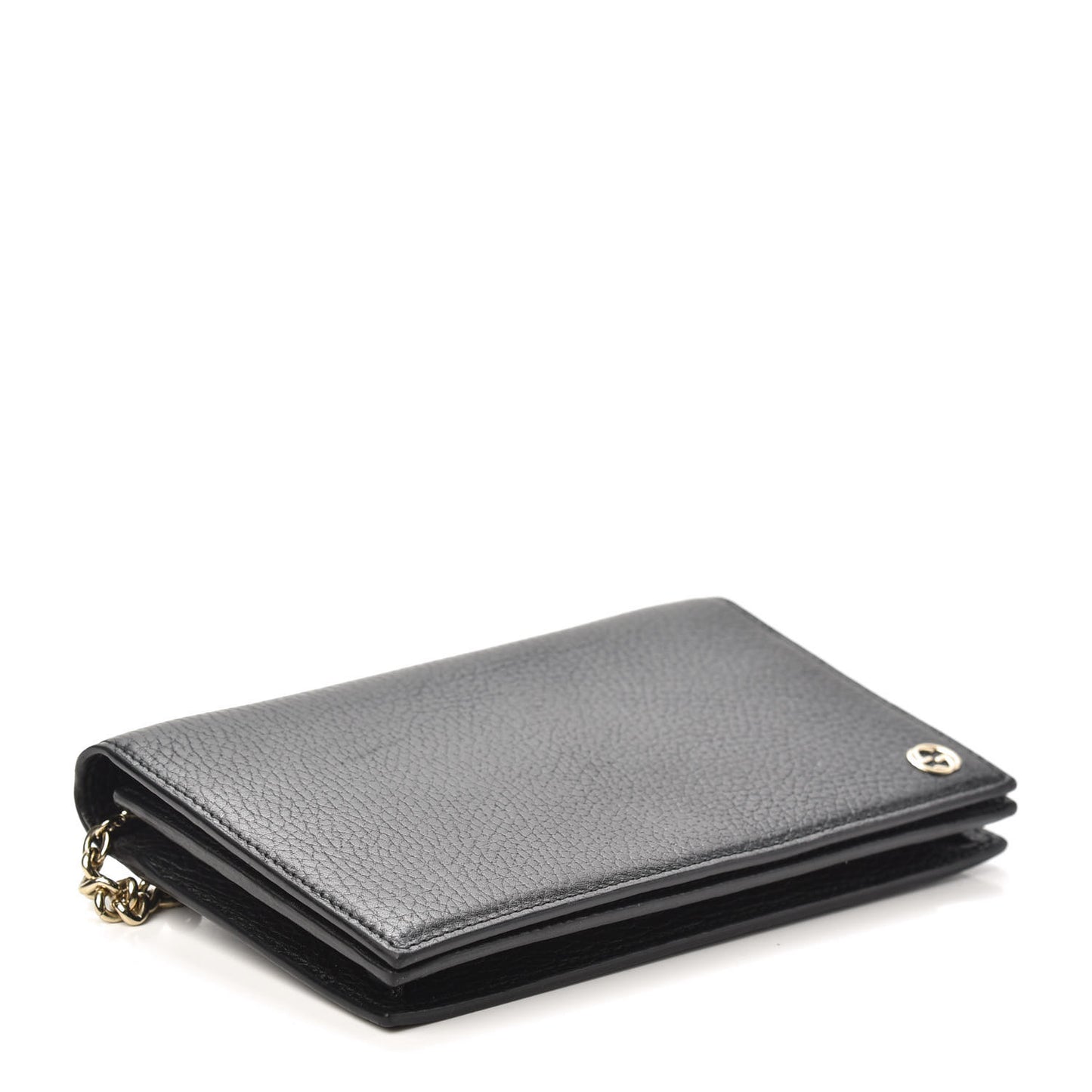 Dollar Calfskin Medium Betty Chain Wallet Black