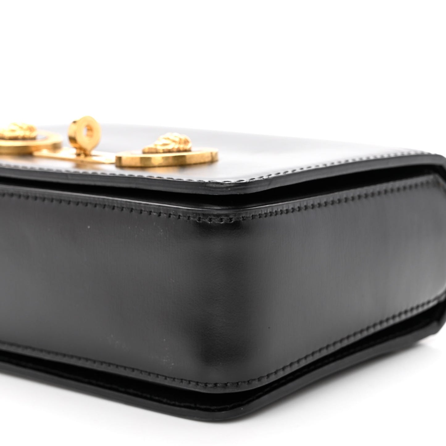 Calfskin Medallion Tribute Shoulder Bag Black