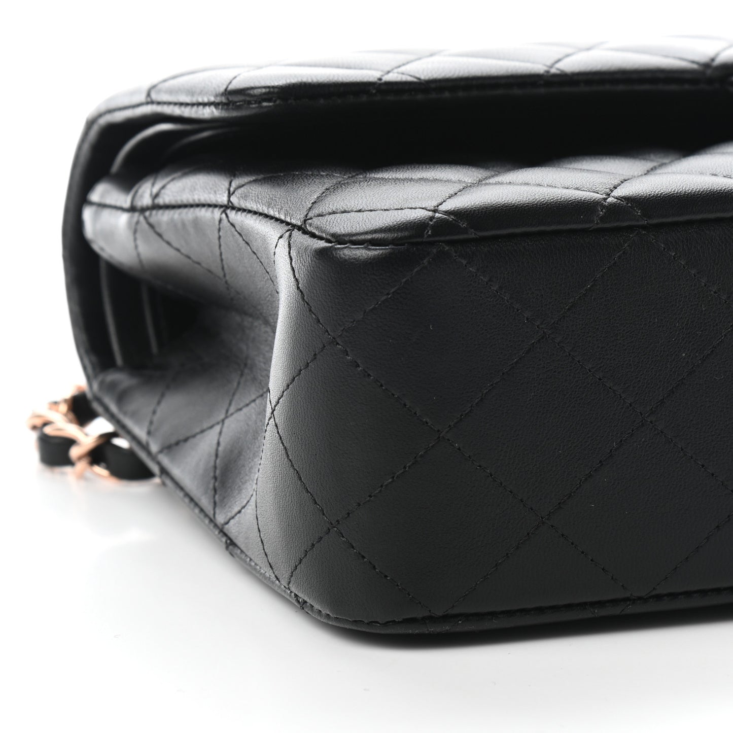 Lambskin Quilted Medium Double Flap Black