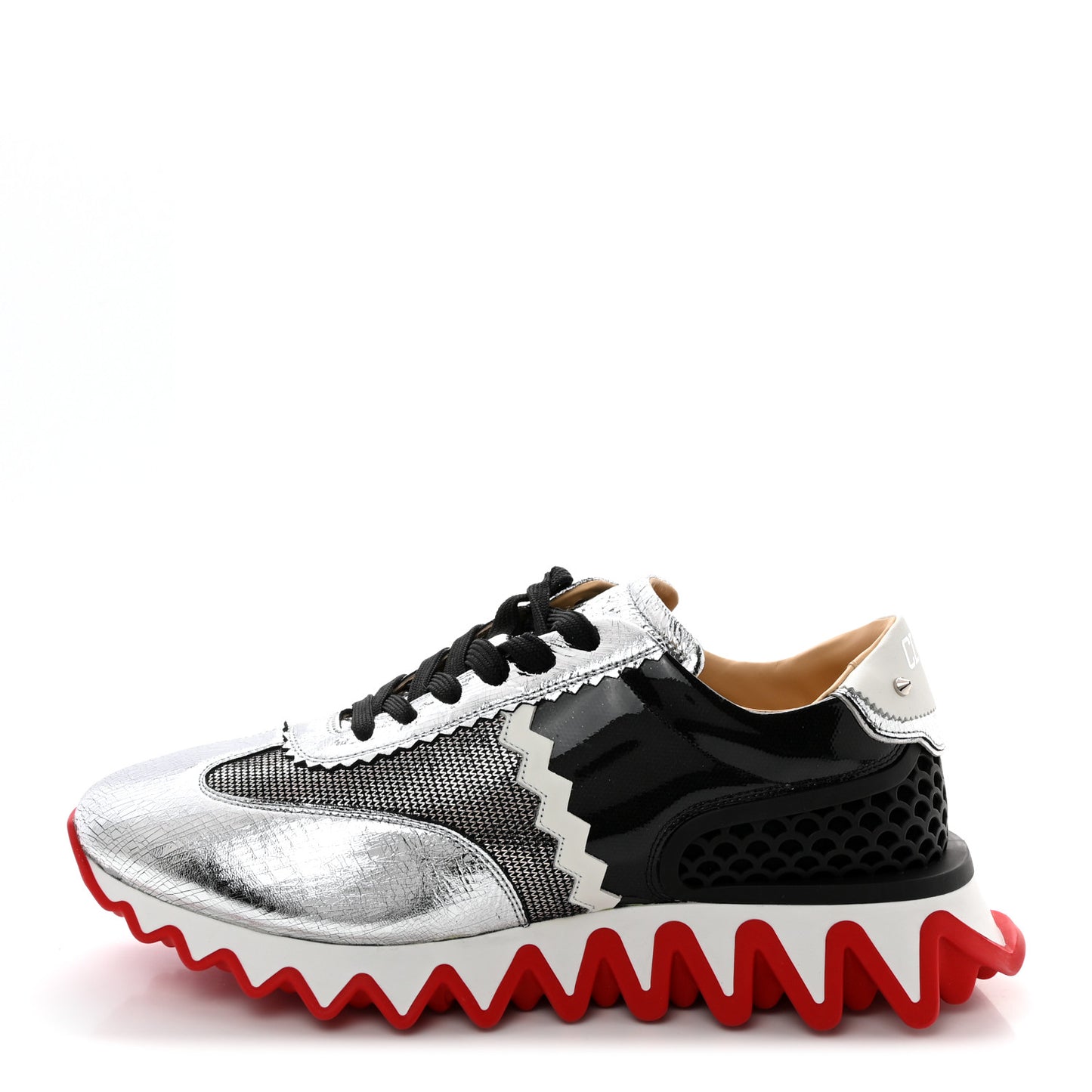 Cracked Nappa Calfskin Mens Loubishark Sneakers 44 Multicolor