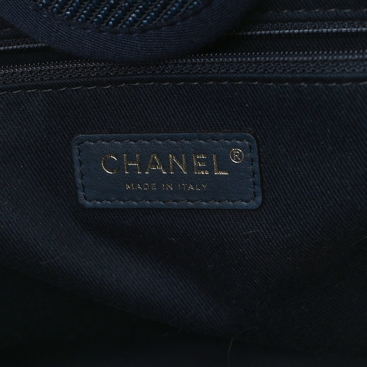 Mixed Fibers Calfskin Medium Deauville Tote Navy Blue
