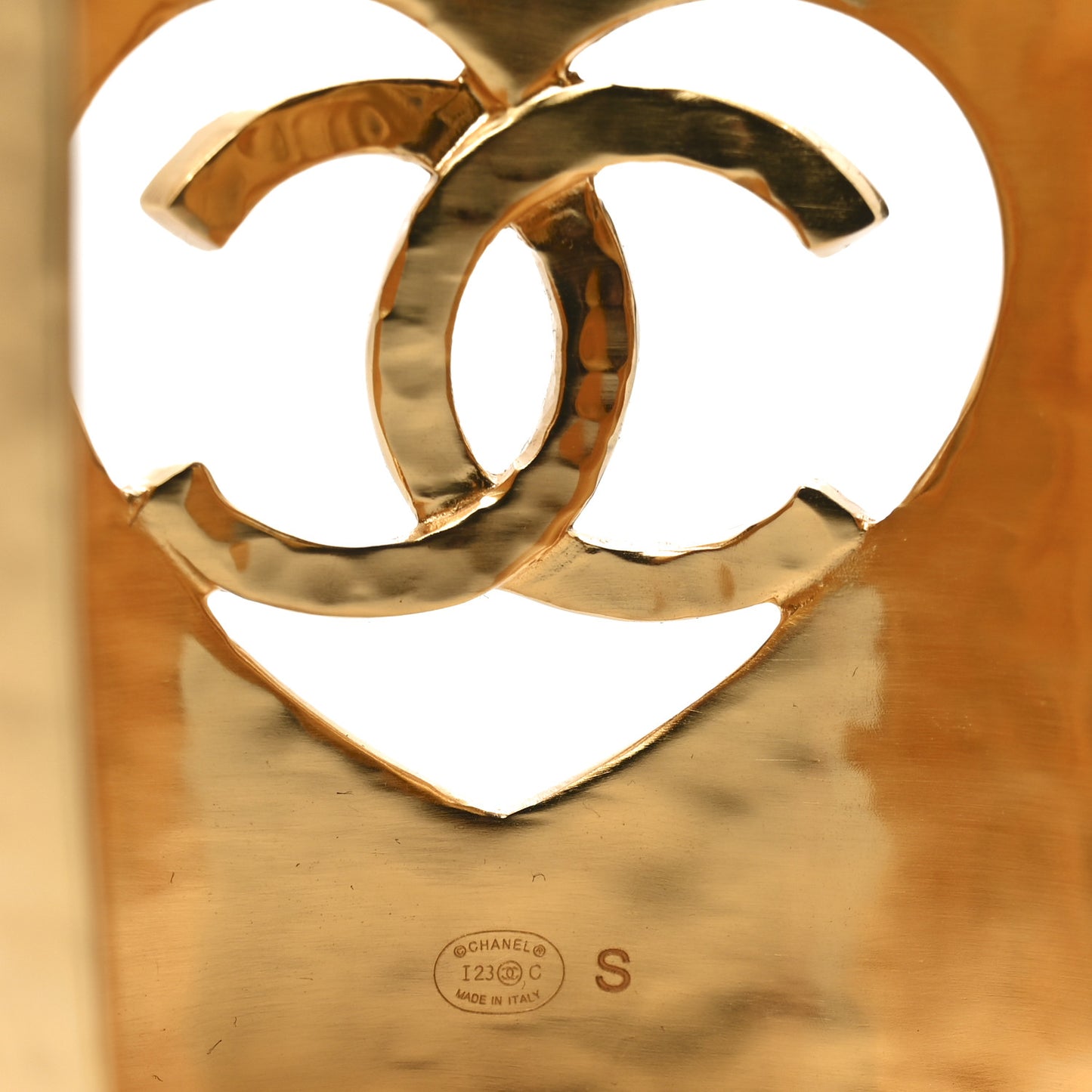 Crystal Heart CC Cuff Bracelet S Gold White