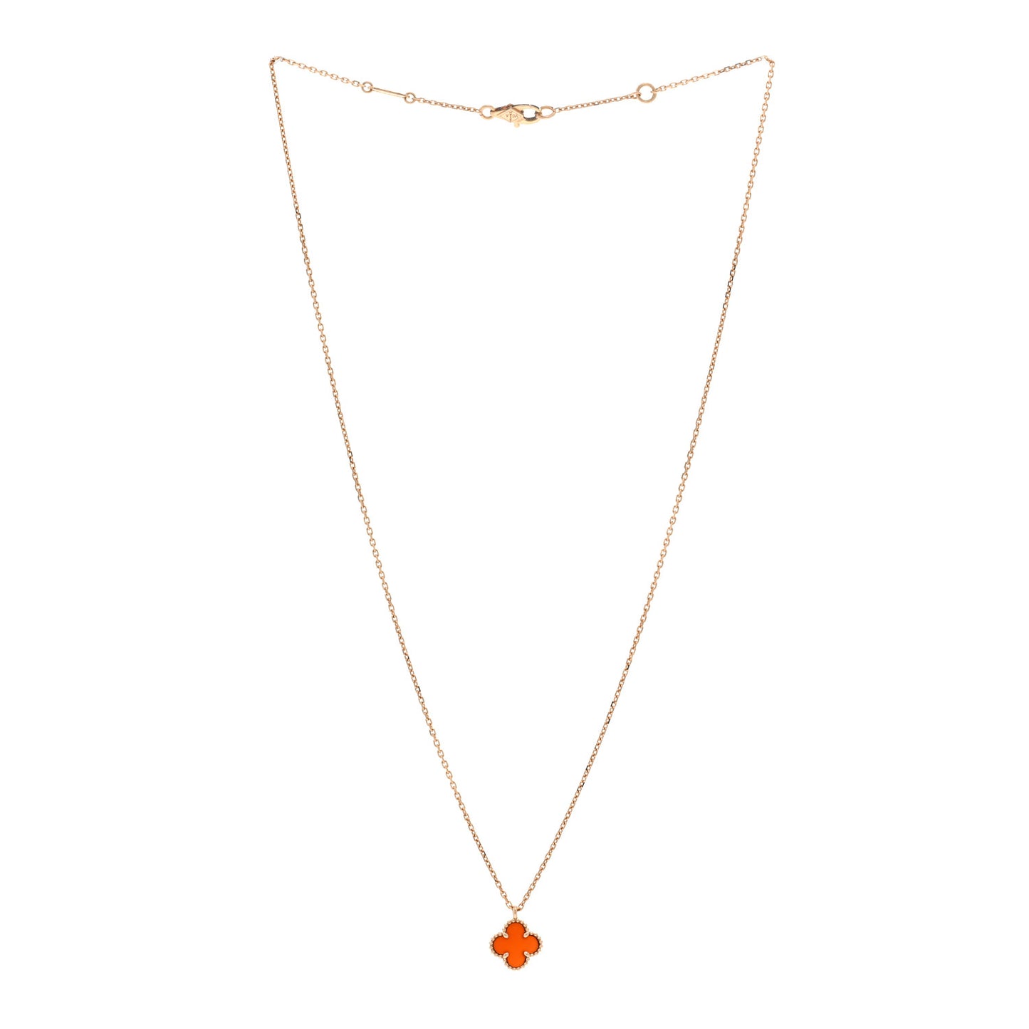 18K Rose Gold Carnelian Sweet Alhambra Pendant Necklace