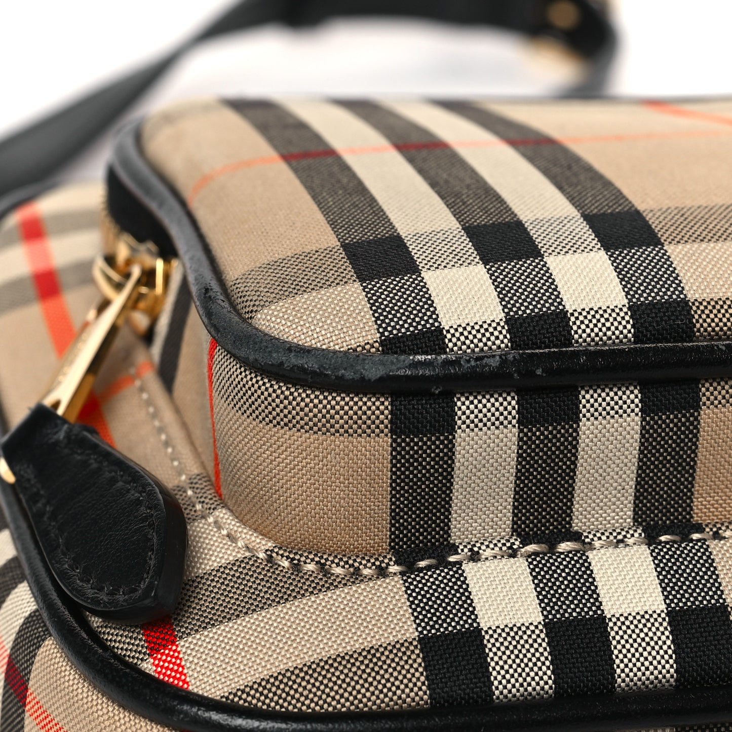 Calfskin Vintage Check Camera Bag Archive Beige
