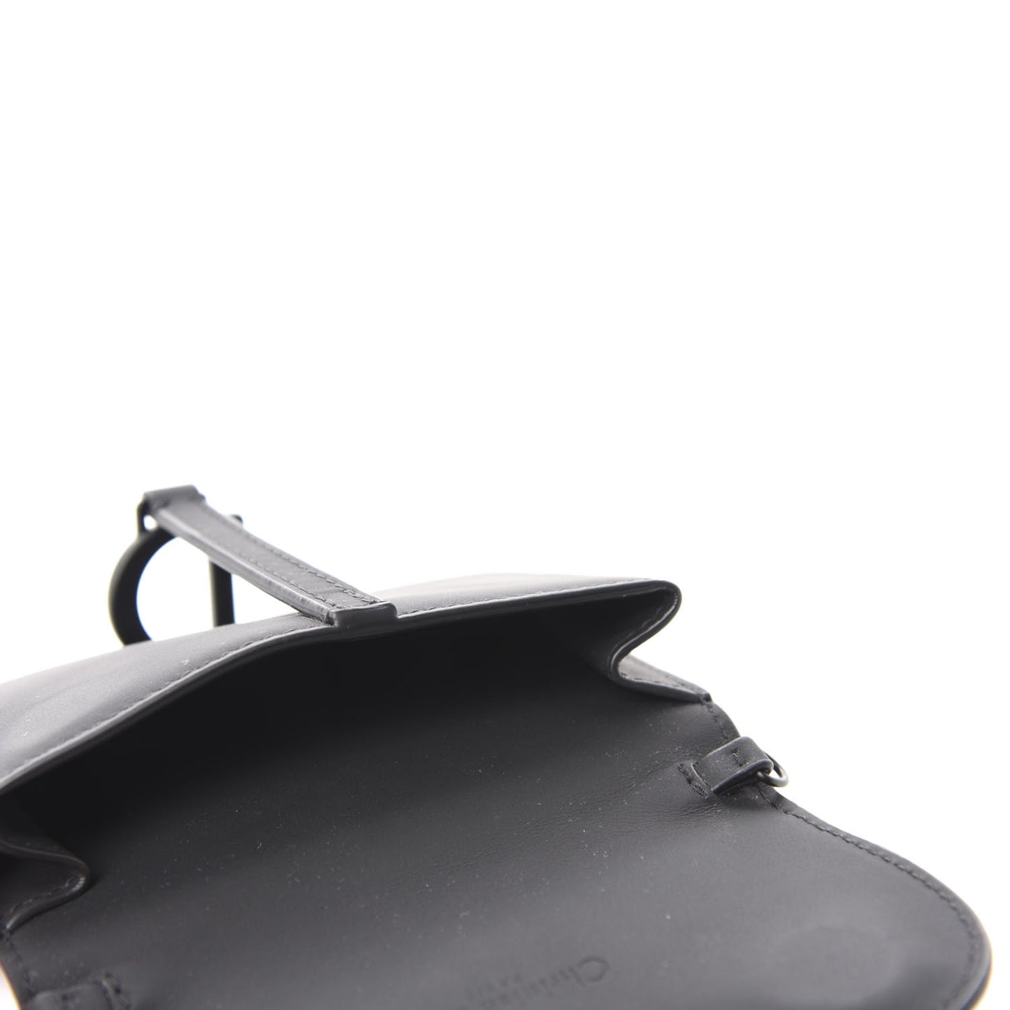 Ultra Matte Calfskin Nano Saddle Chain Pouch Black