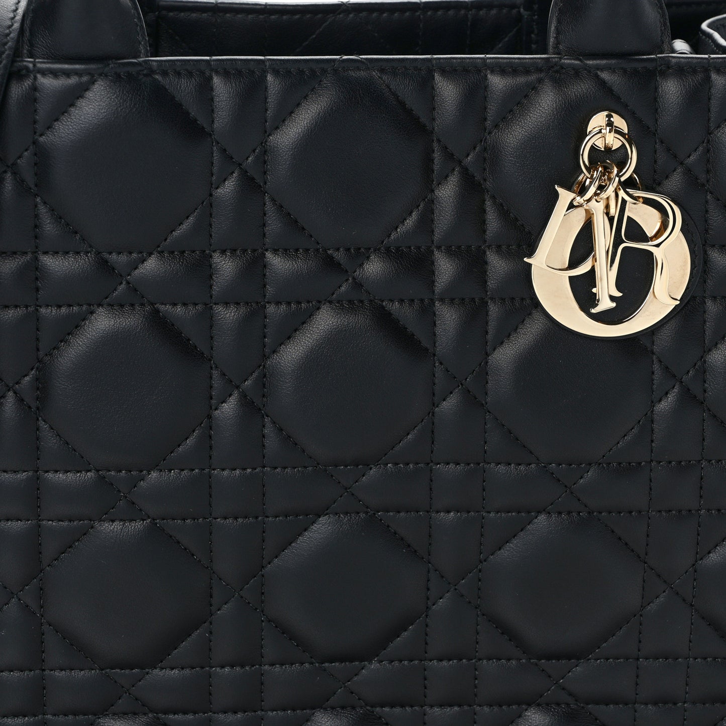 Calfskin Macro Cannage Medium Book Tote Black