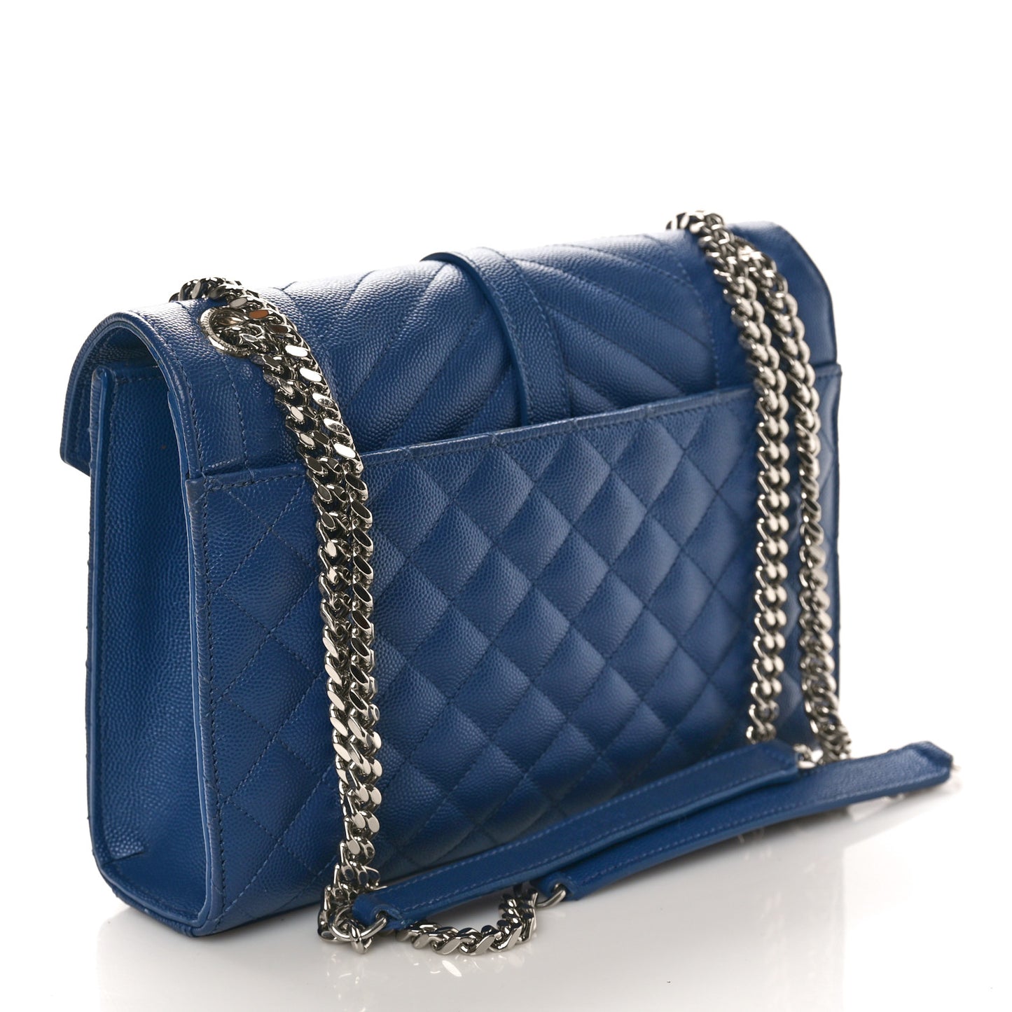 Grain De Poudre Textured Mixed Matelasse Triquilt Medium Monogram Satchel Denim