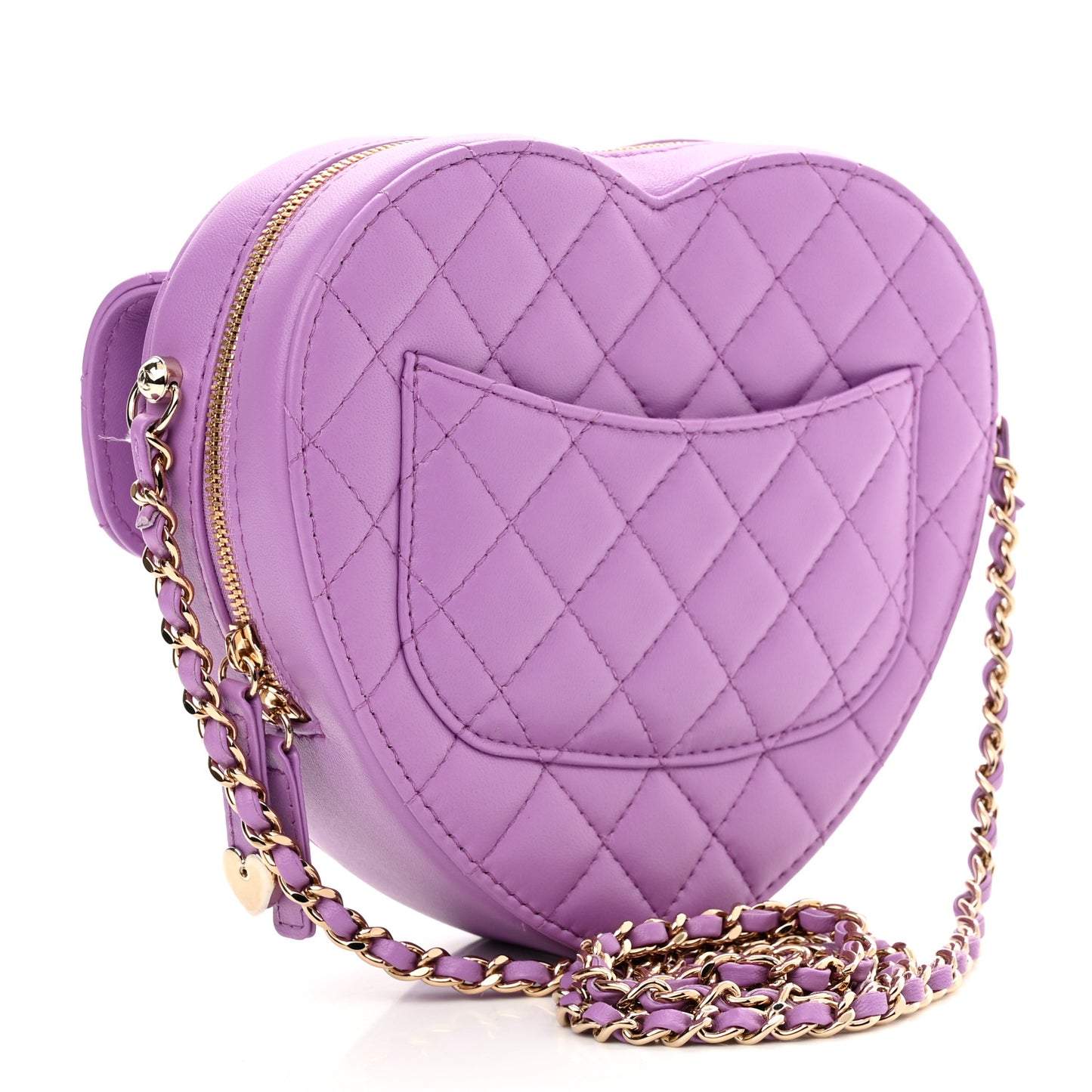 Lambskin Quilted CC In Love Heart Bag Purple