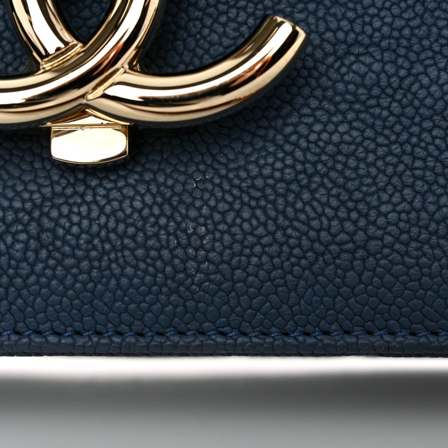 Grained Calfskin Quilted Cuba Flap Blue