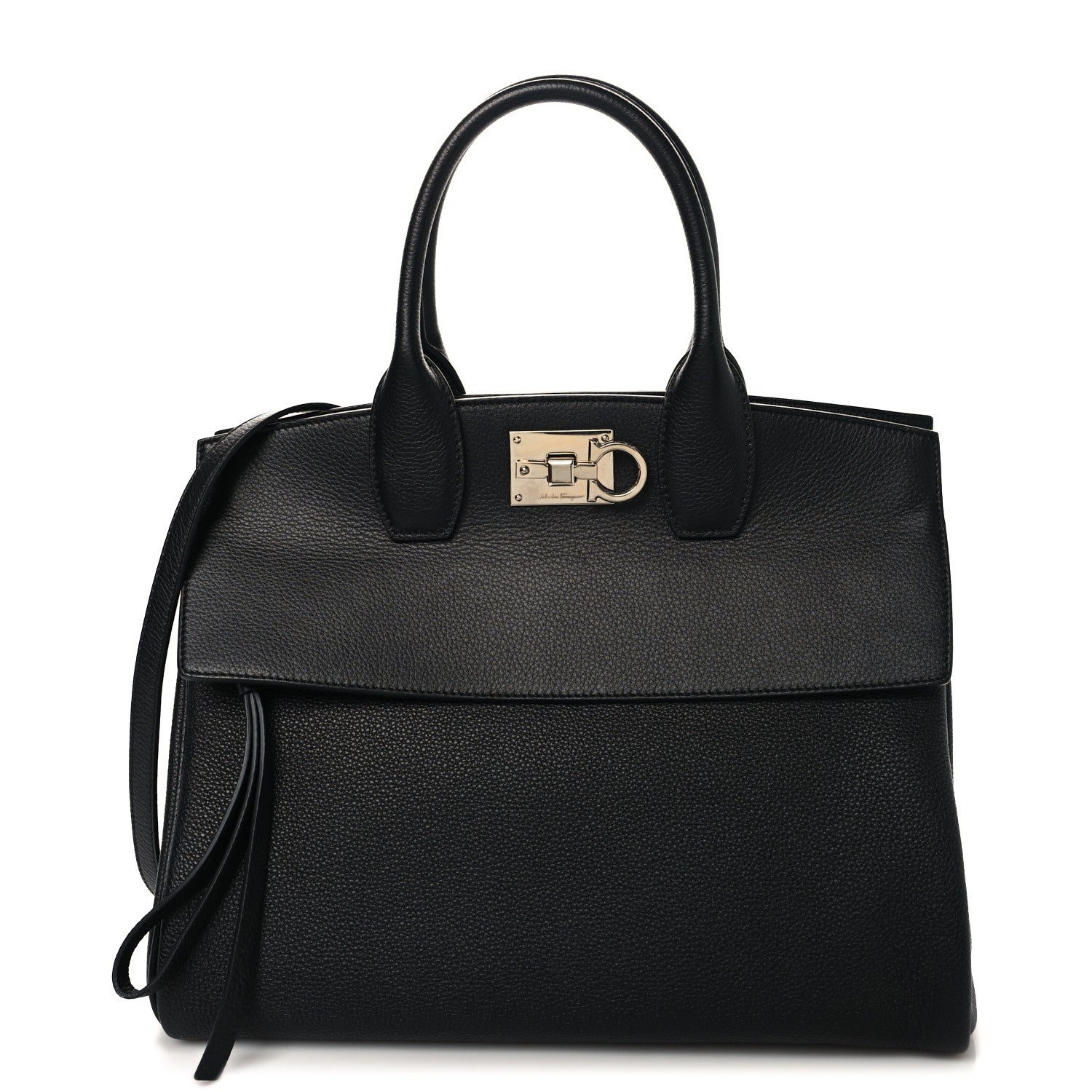 Salvatore Ferragamo Calfskin Large The Studio Bag Black 1799603