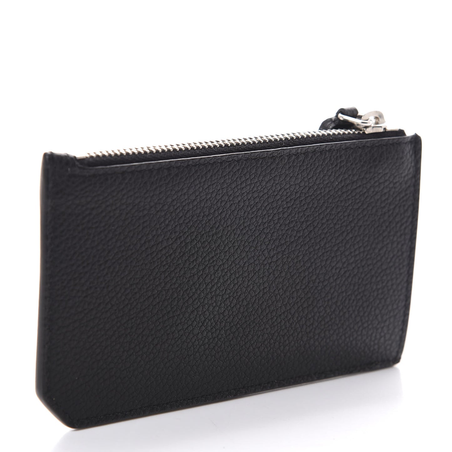 Grained Calfskin 5 Fragments Zip Pouch Card Holder Black