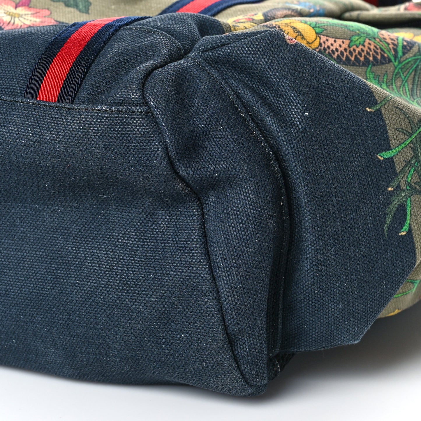 Canvas Floral Snake Double Buckle Backpack Green