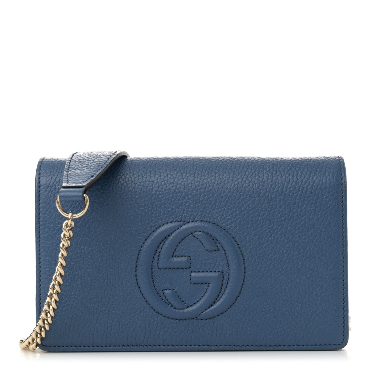 Pebbled Calfskin Soho Wallet on Chain Caspian