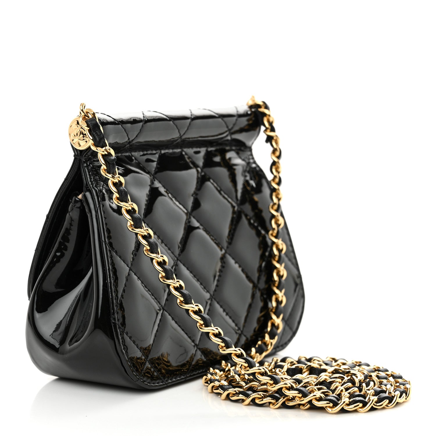 Chanel Patent Quilted Frame Clutch Flap With Chain Black 3 of 11