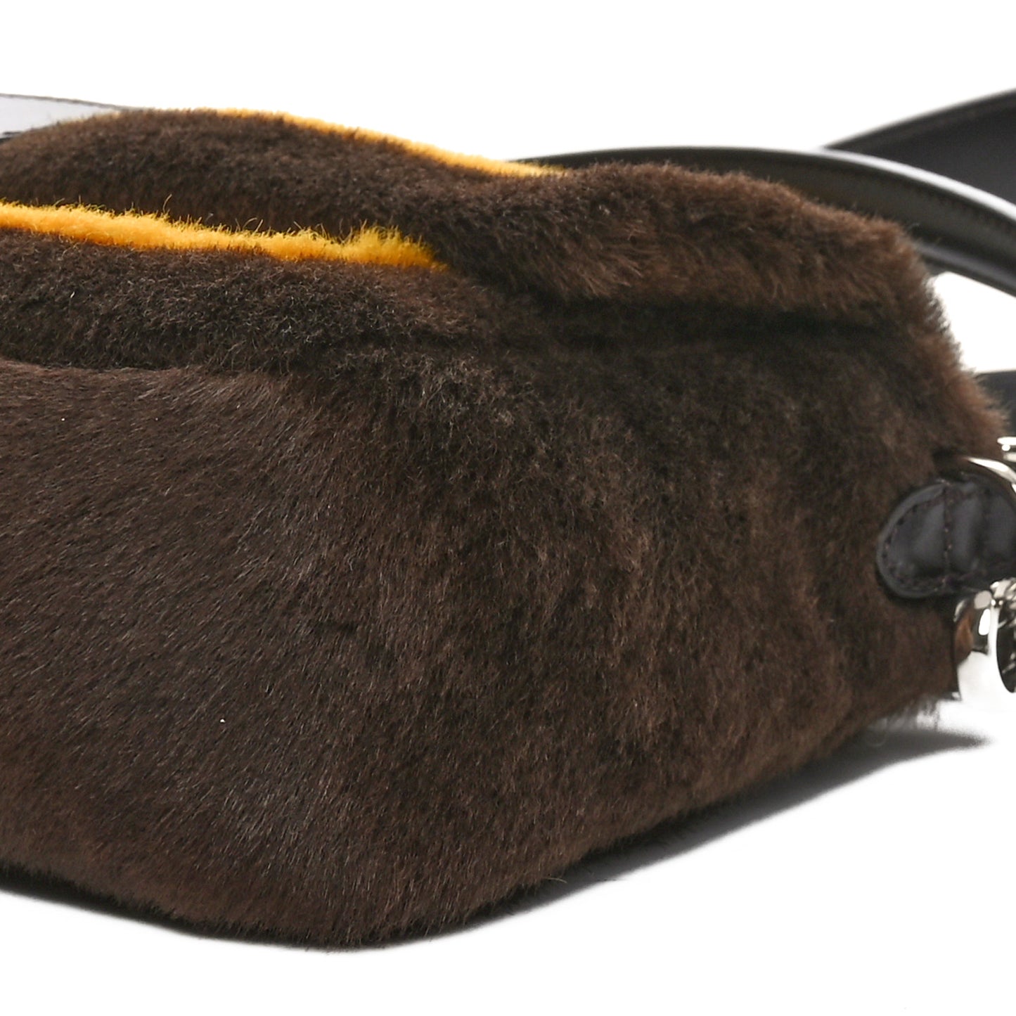 Fur Calfskin Karung Baguette Mimosa Dark Coffee