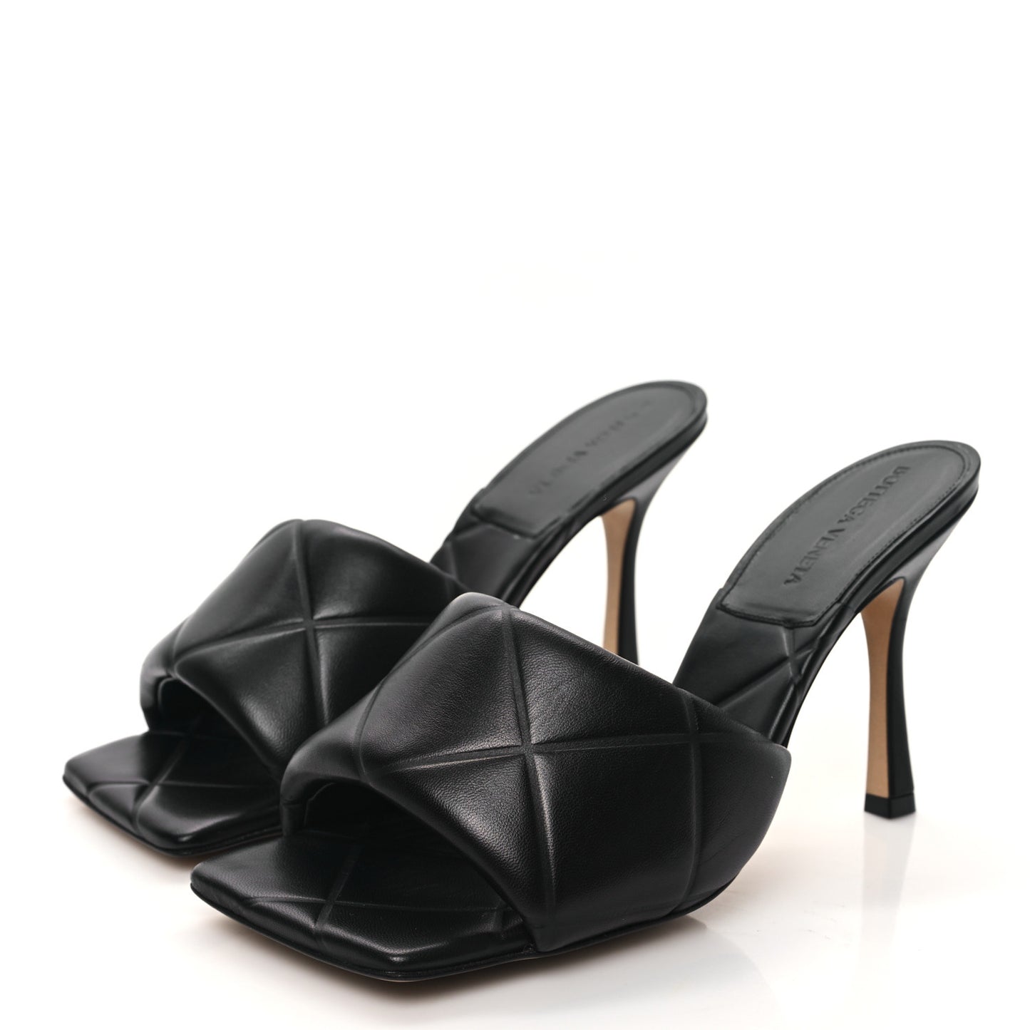Nappa Quilted Ruber Lido Mule Sandals 40 Black
