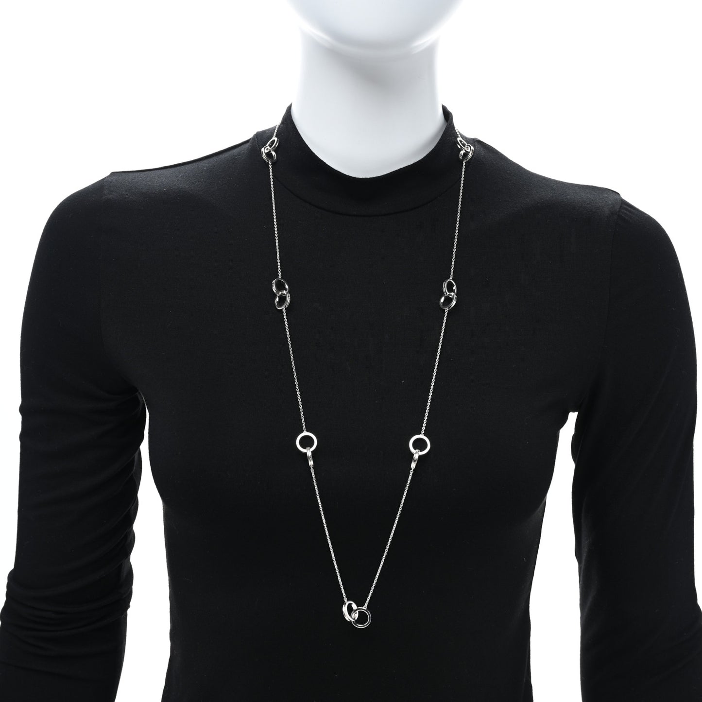 Sterling Silver 1837 Interlocking Circles Station Long Necklace