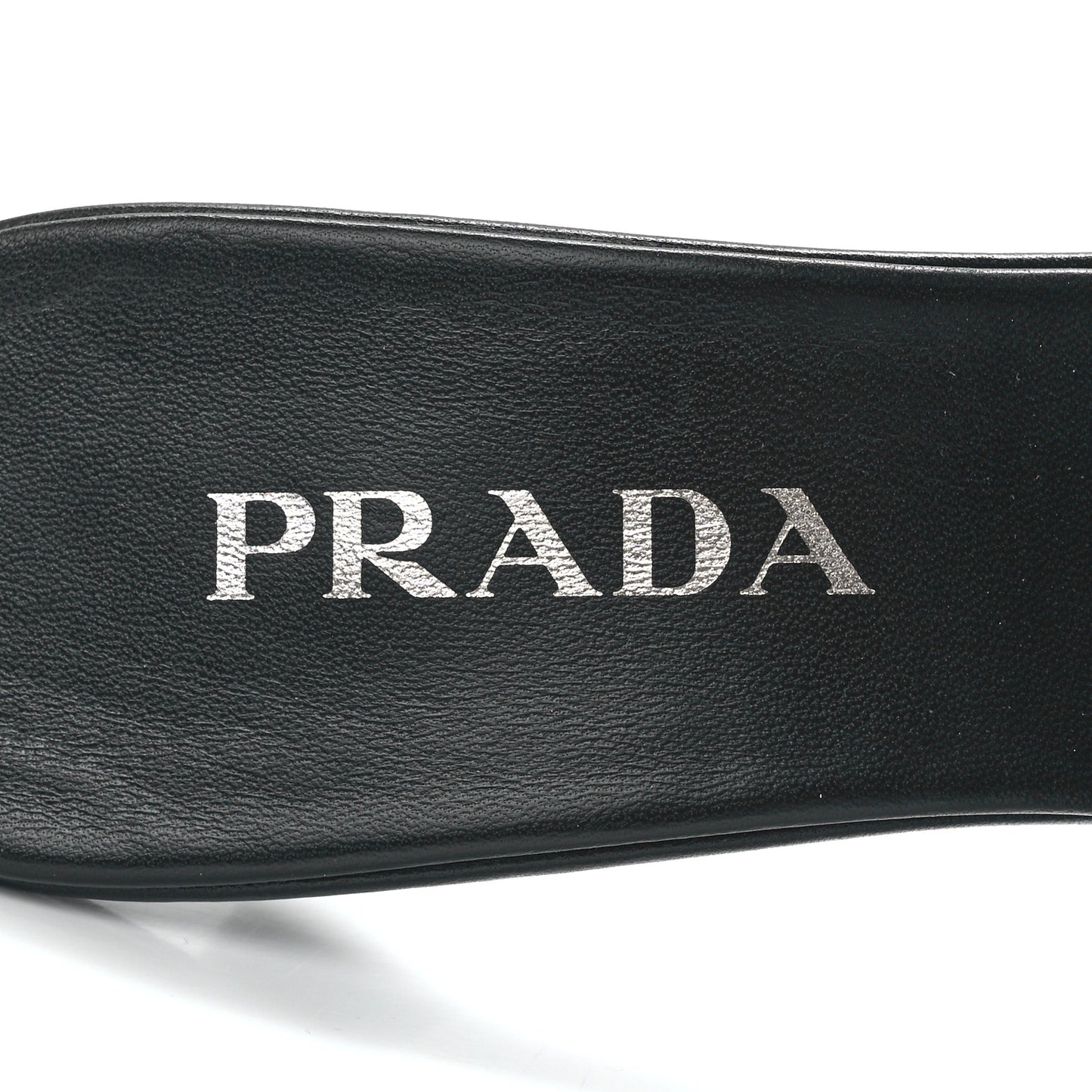 Nappa Soft Padded Metal Triangle Logo 65mm Slide Sandals 39 Black