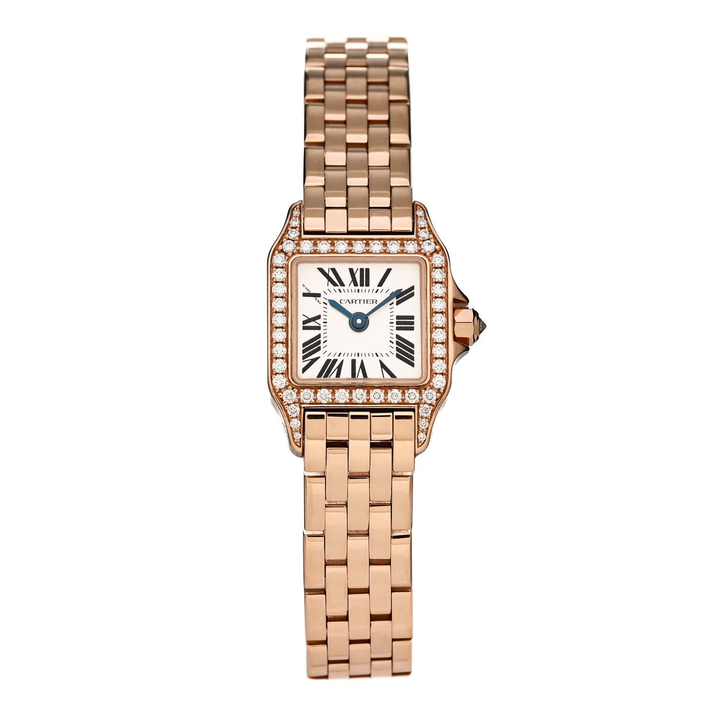 18K Pink Gold Diamond Bezel 17mm Santos Demoiselle Quartz Watch