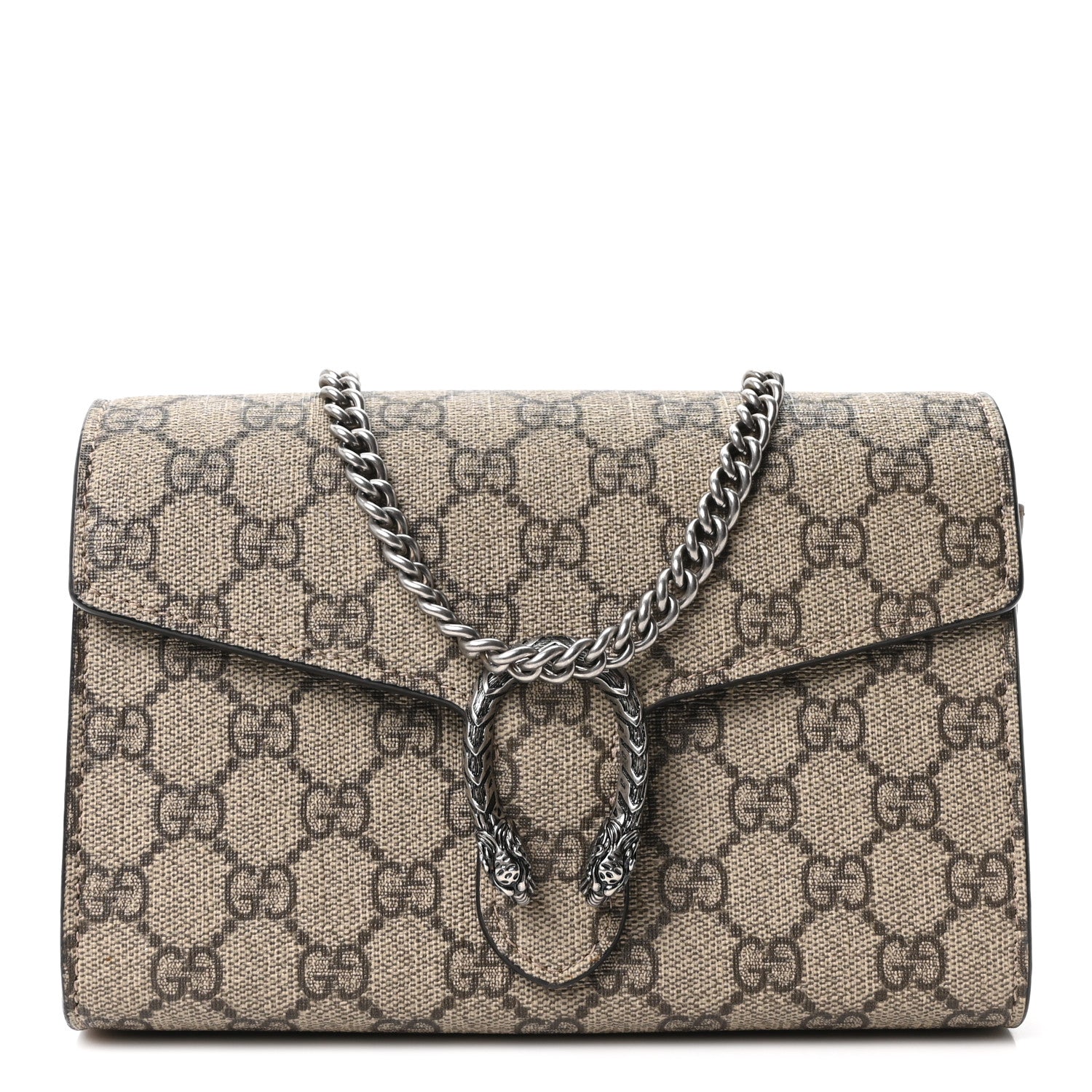 Gucci GG Supreme Monogram Mini Dionysus Chain Wallet Beige Taupe