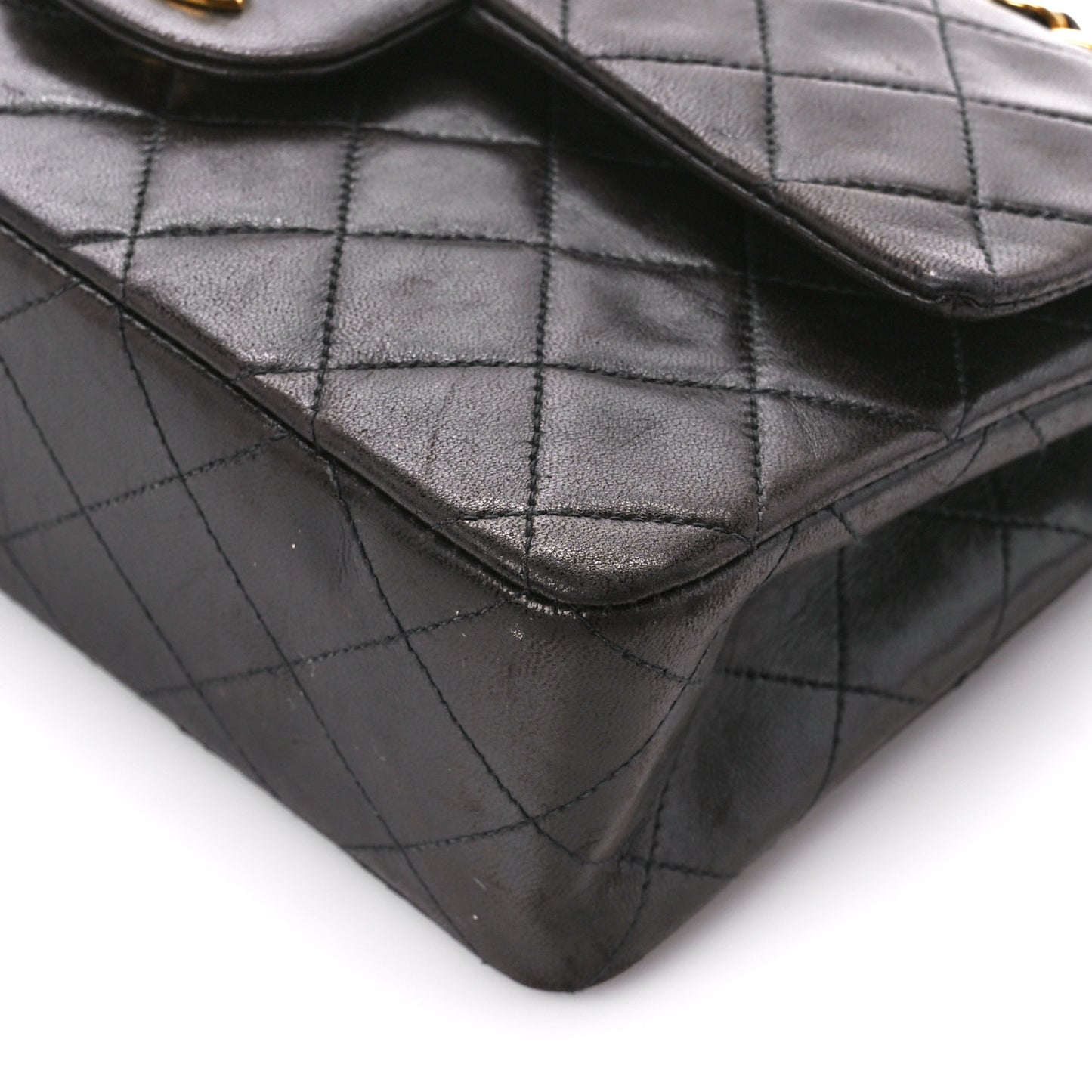 Lambskin Quilted Small Double Flap Black