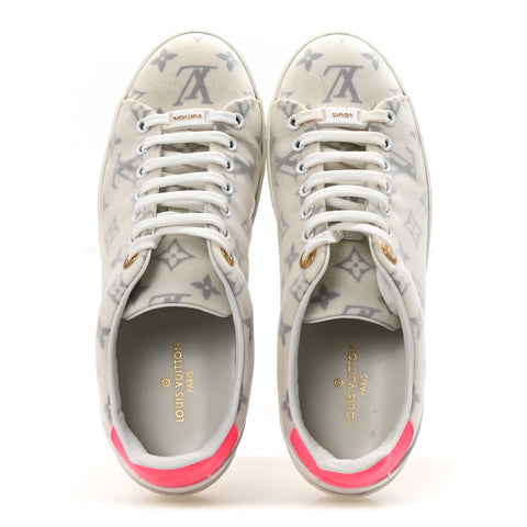 Technical Fabric Calfskin Monogram Frontrow Sneakers 39 Pink