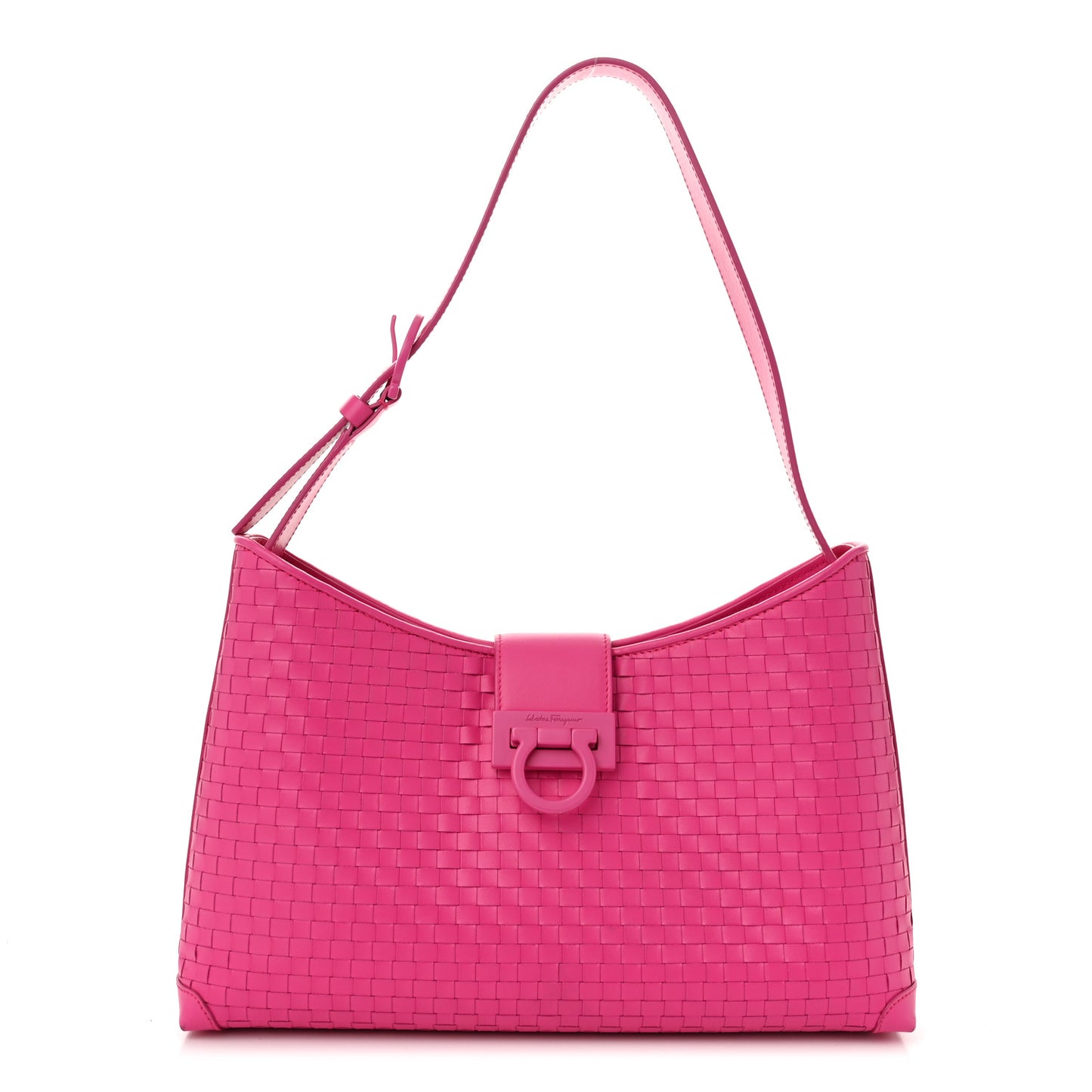 Calfskin Intreccio Trifolio Shoulder Bag Hot Pink