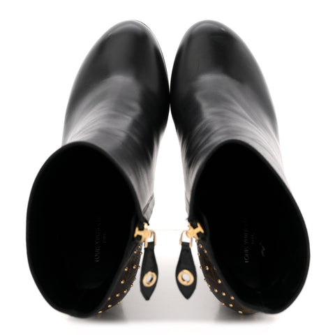 Soft Calfskin Monogram Afterglow Platform Ankle Boots 39 Black