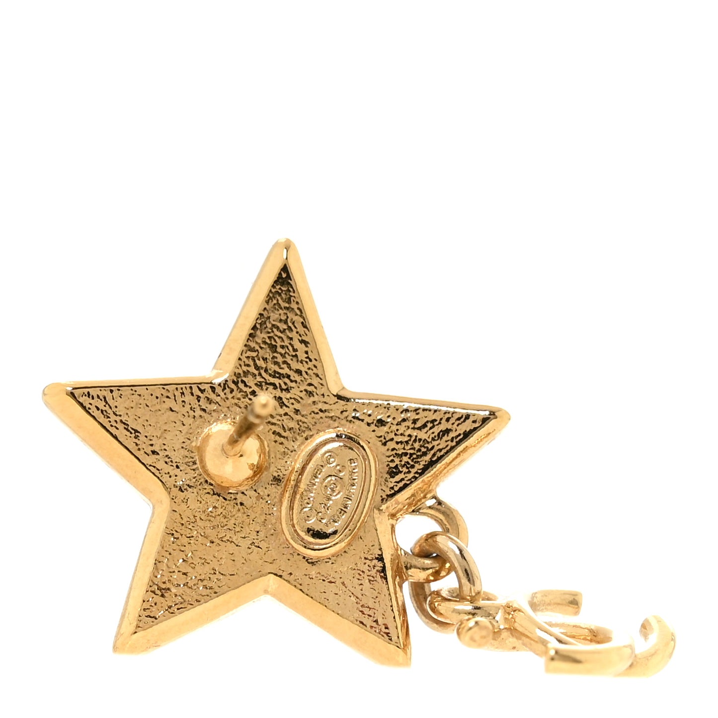 Metal Glitter Sparkle CC Star Drop Earrings Gold Navy Multicolor