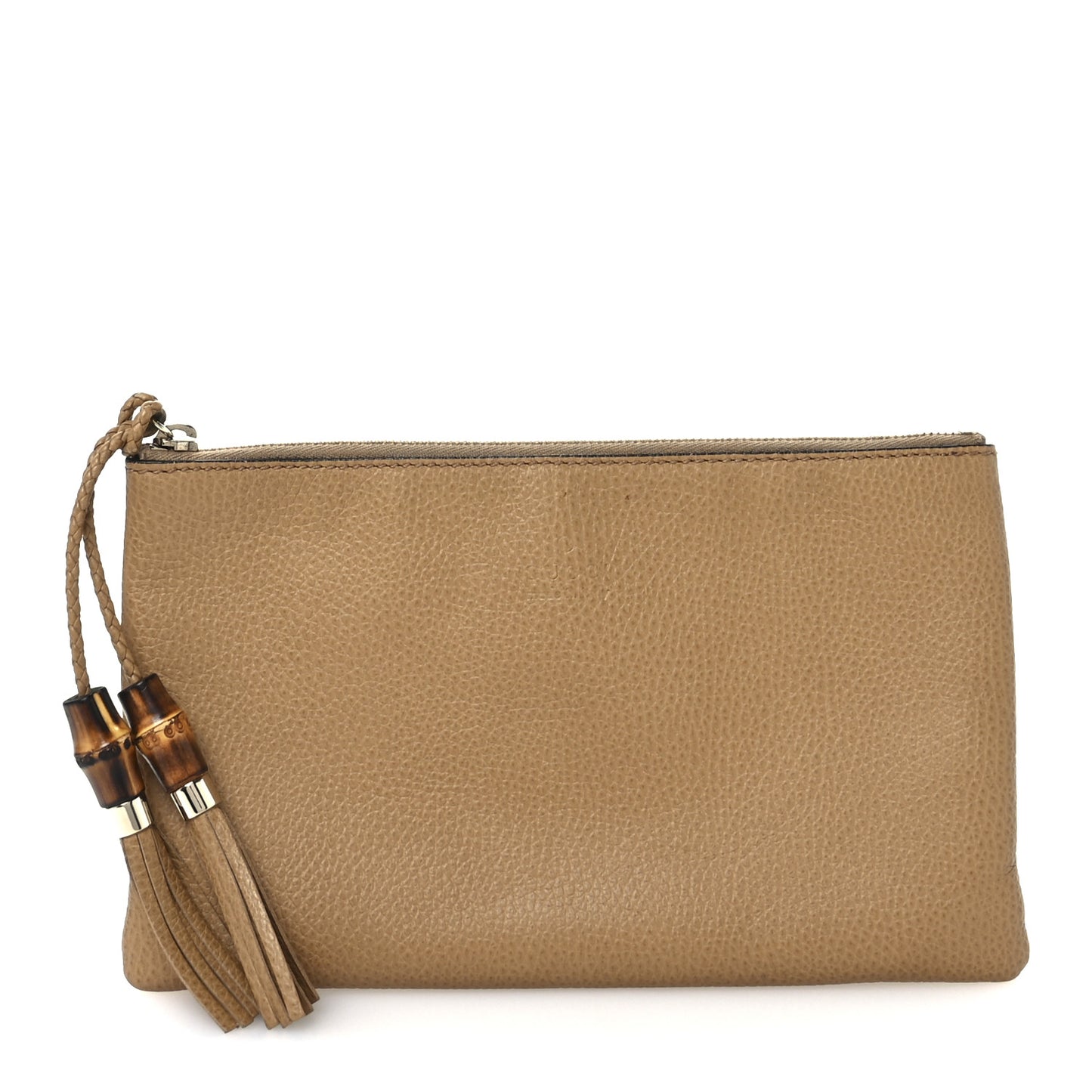 Calfskin Large Bamboo Clutch Brown