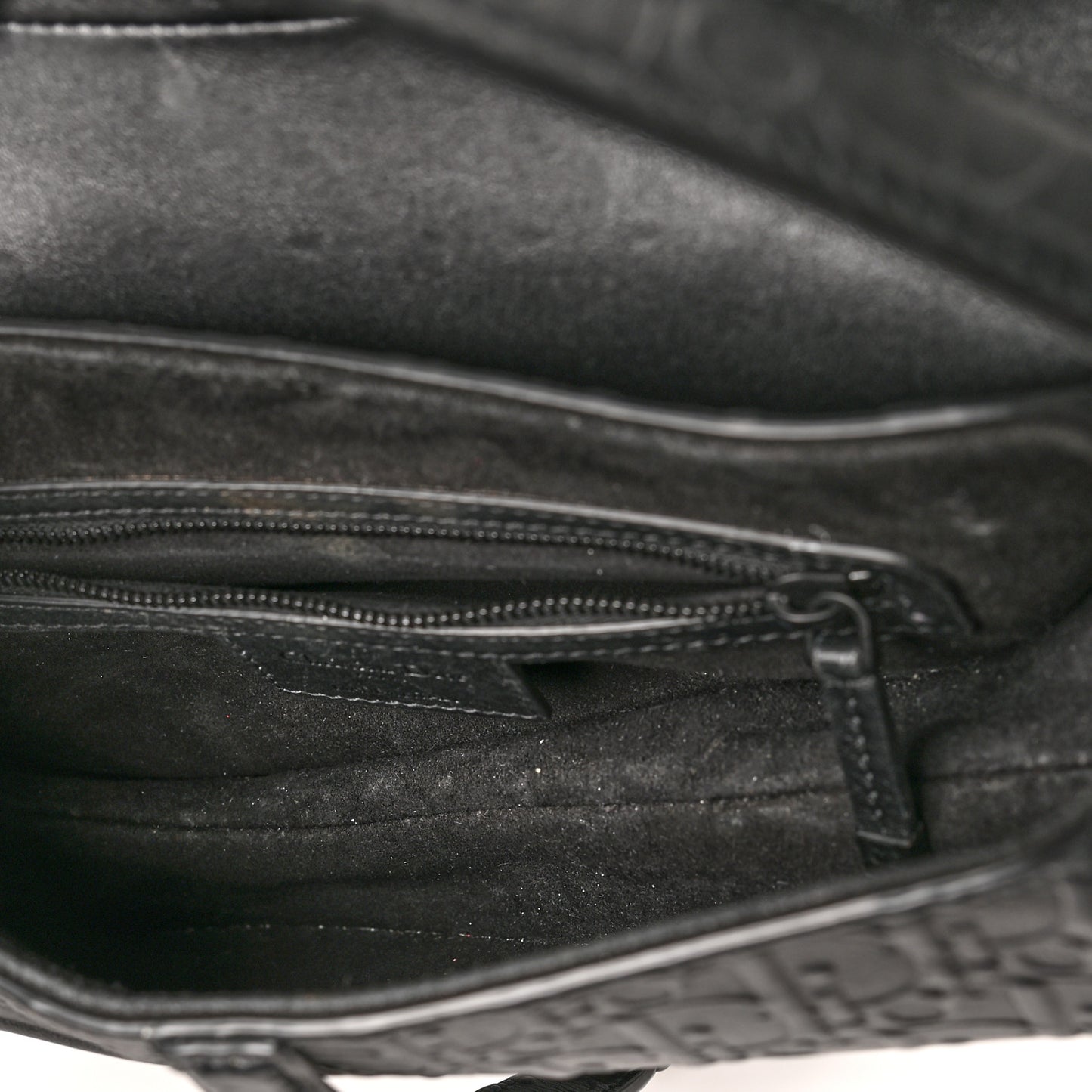Calfskin Embossed Oblique Saddle Bag Black