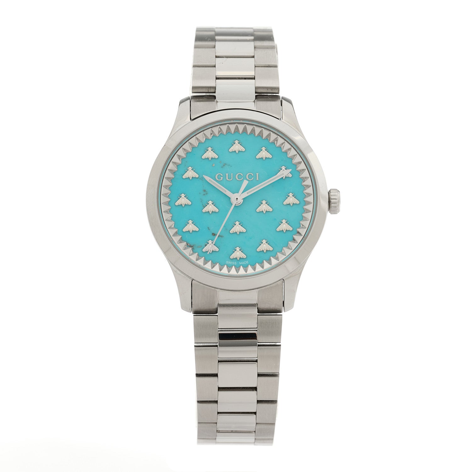 Gucci Stainless Steel 32mm G-Timeless Bee Quartz Watch Turquoise