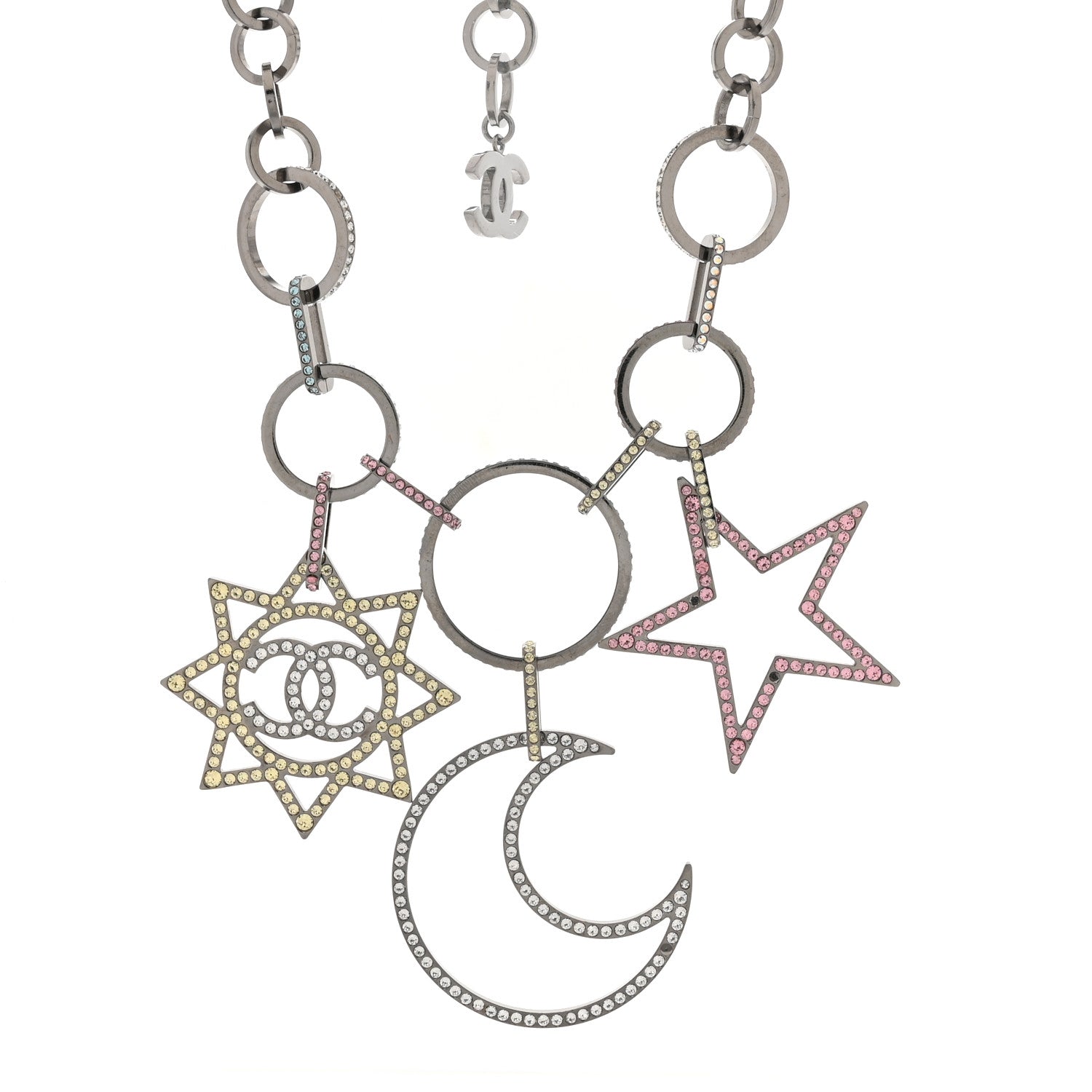 Chanel Ruthenium Crystal CC Star Moon Star Necklace 1 of 5