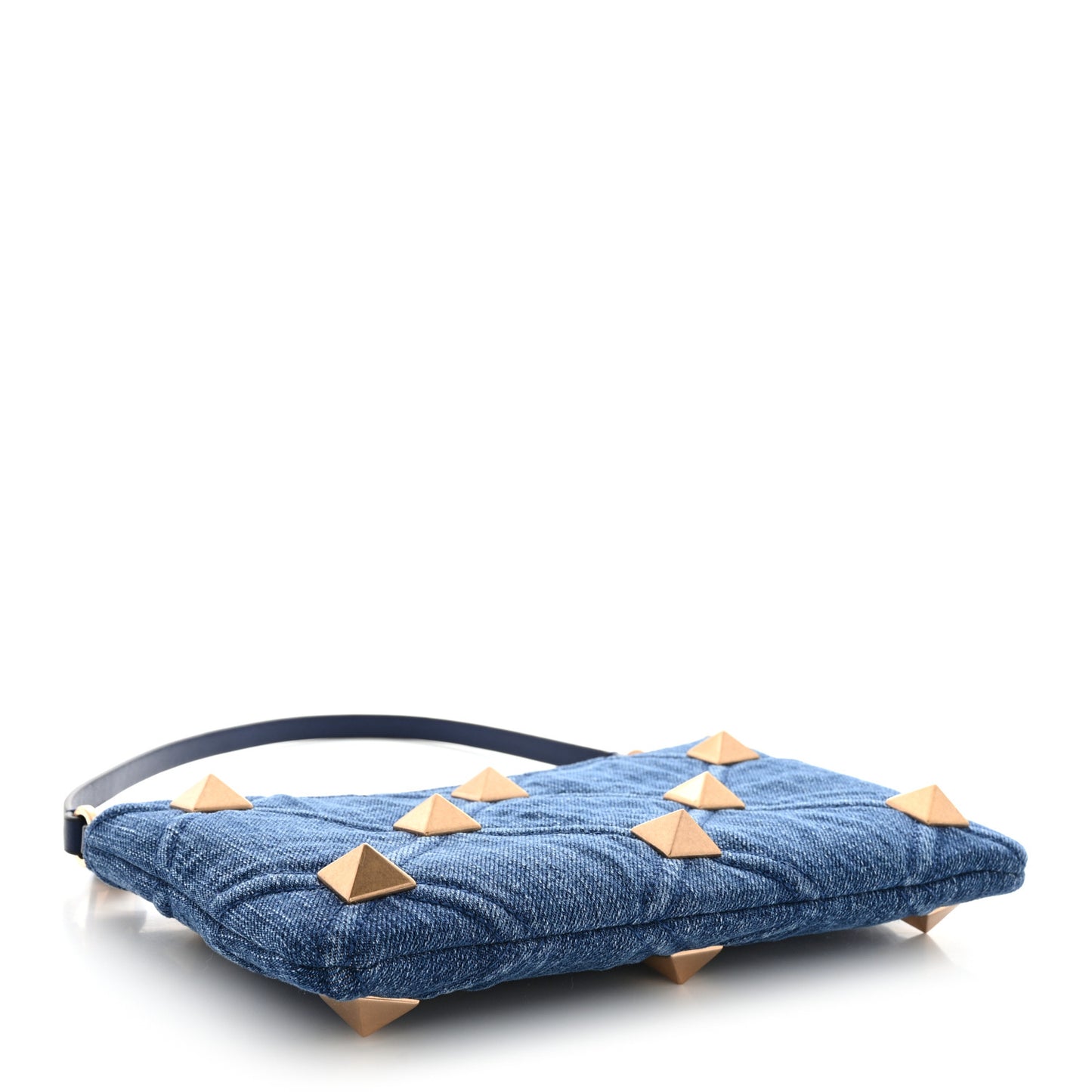Denim Roman Stud Zip Pouch Denim