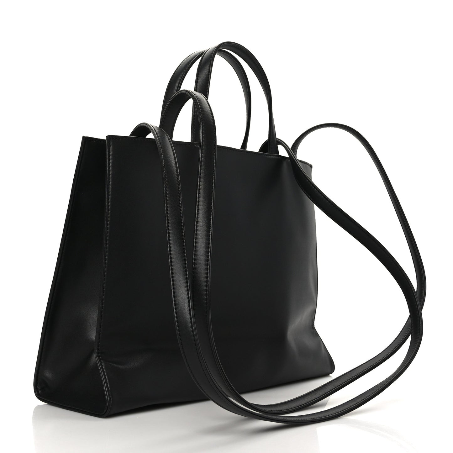 Vegan Leather Medium Shopping Bag Black