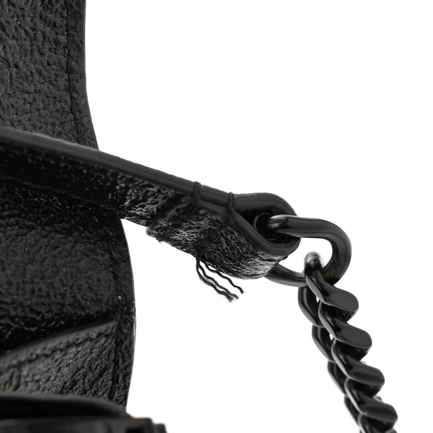 Grained Metallic Calfskin Monogram Chain Wallet Black