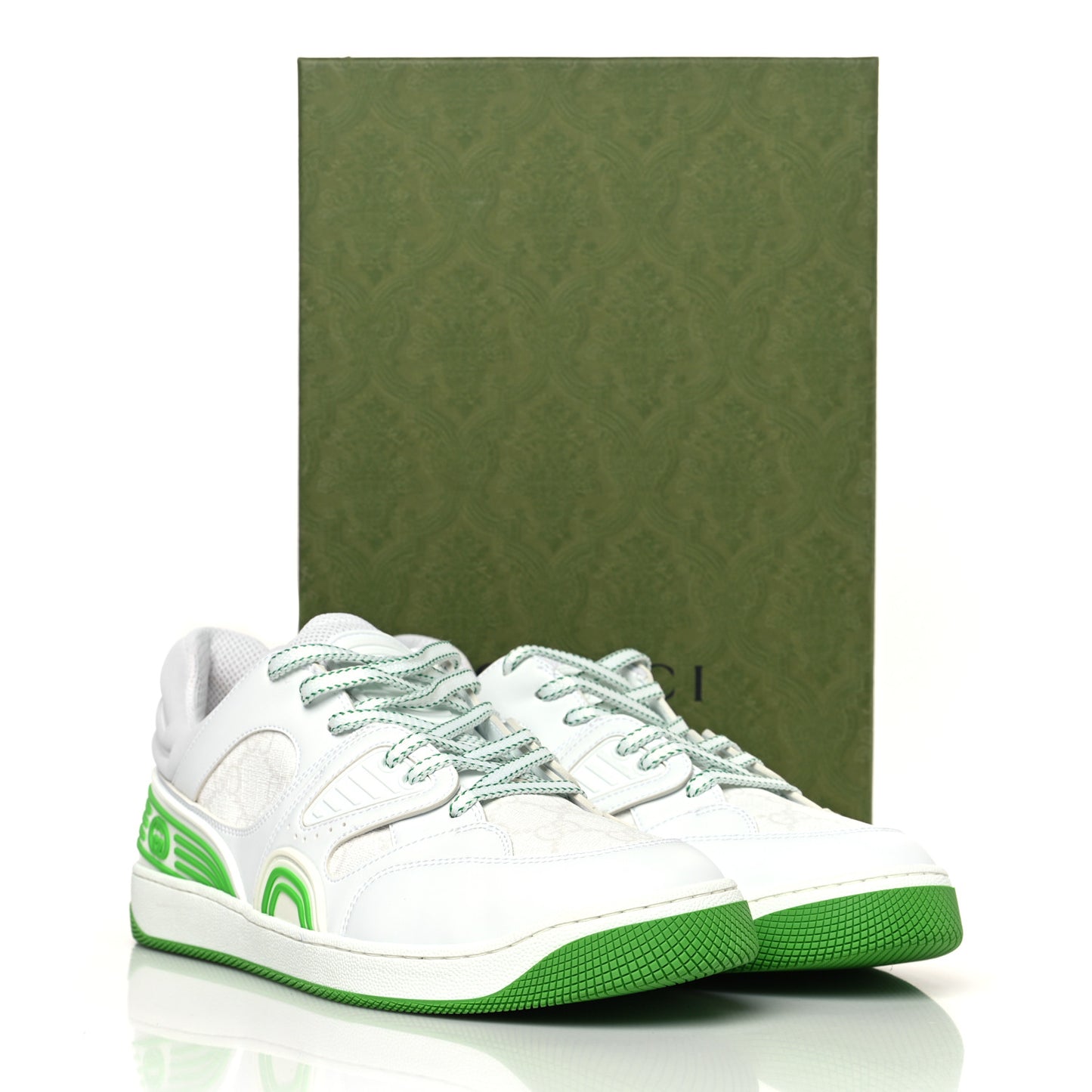 Demetra GG Supreme Basket Low Top Sneakers 9 Great White Green