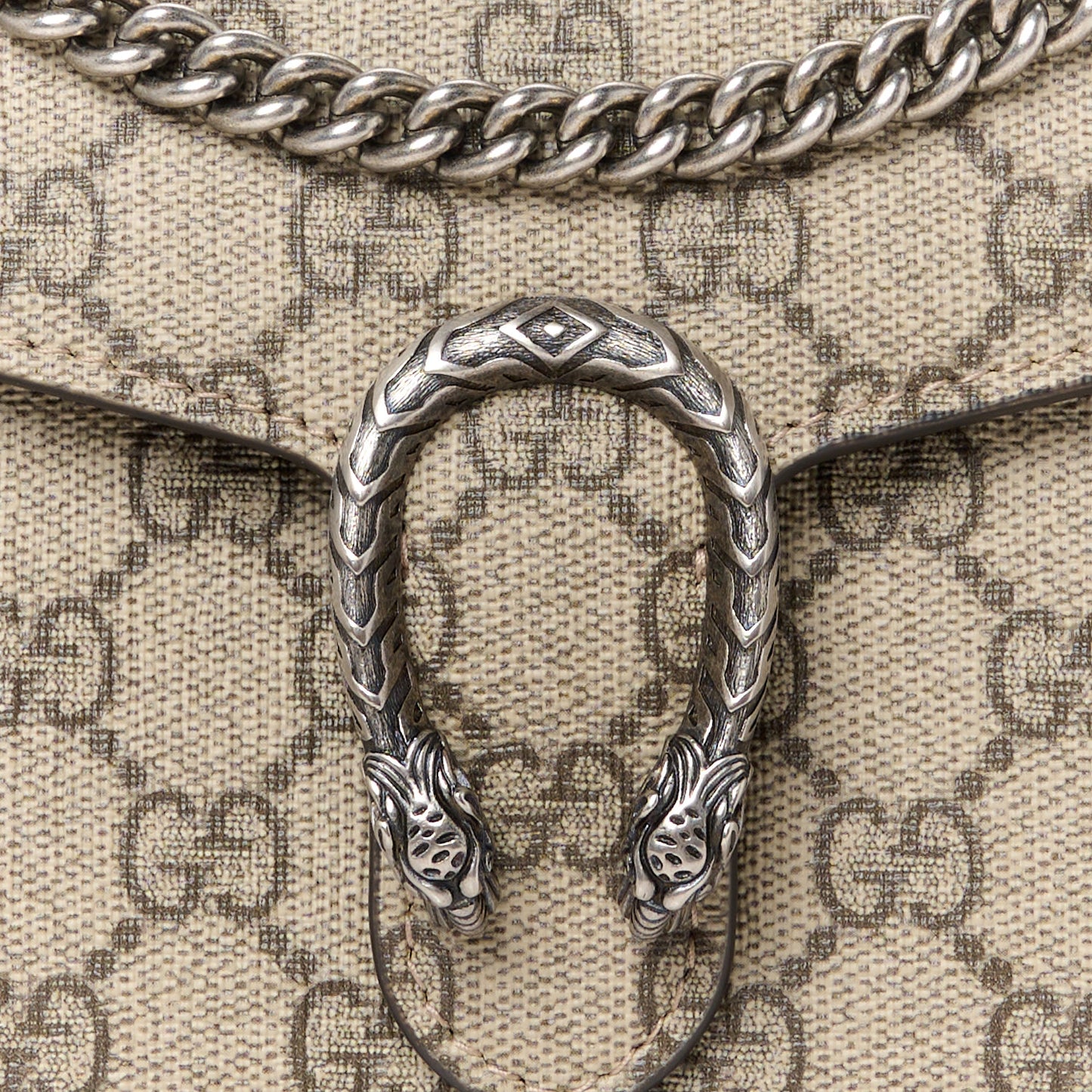 GG Supreme Monogram Mini Dionysus Chain Wallet Beige Taupe