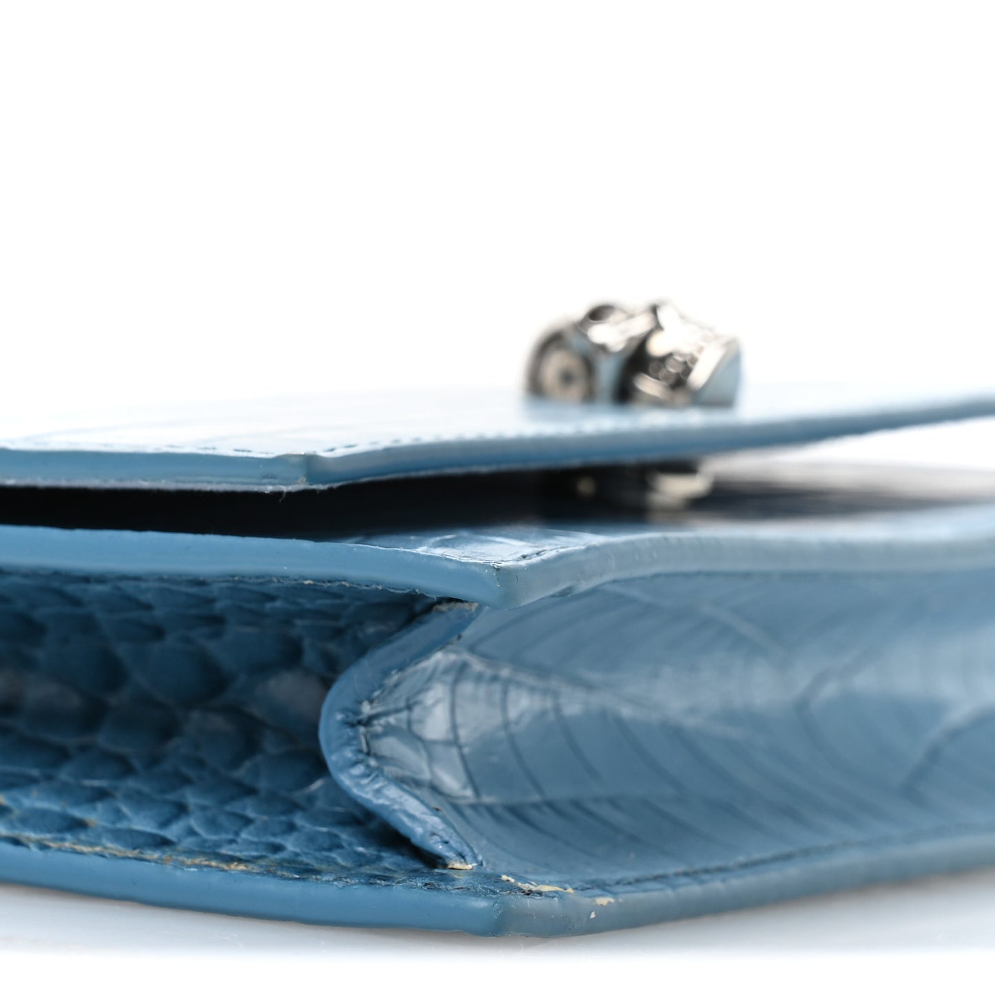 Calfskin Crocodile Embossed Skull Mini Crossbody Bag Blue