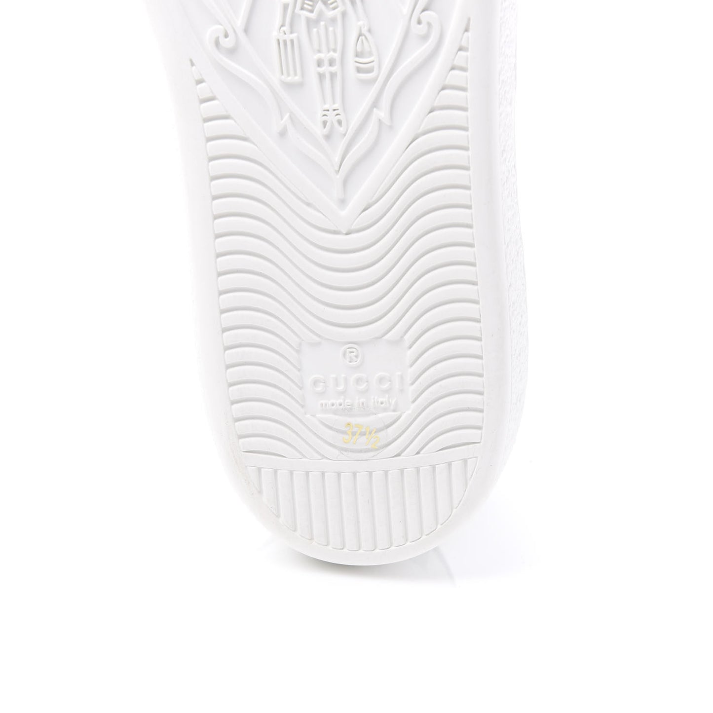 Calfskin Web Pig Kitten Embroidered Womens Ace Sneakers 37.5 White