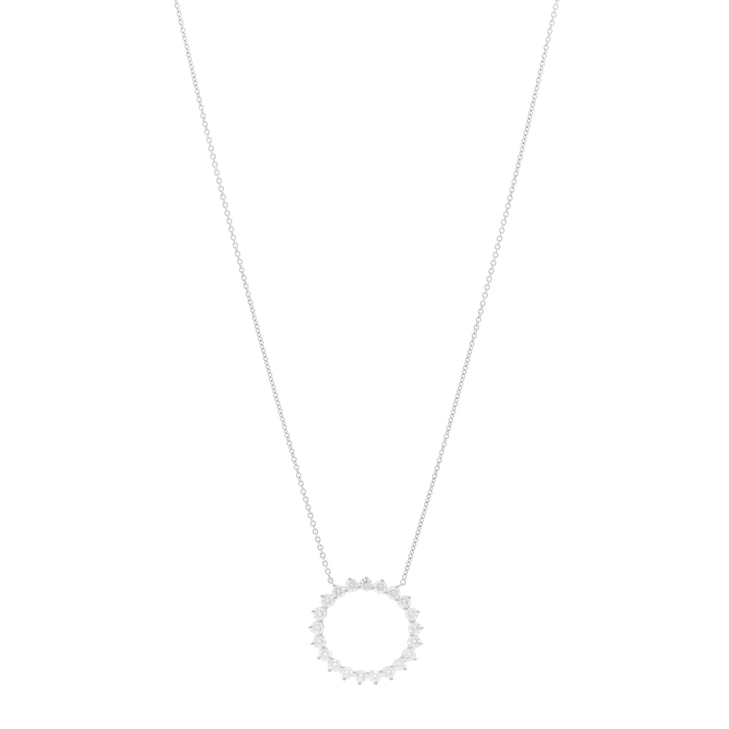 Platinum Diamond Open Circle Pendant Necklace