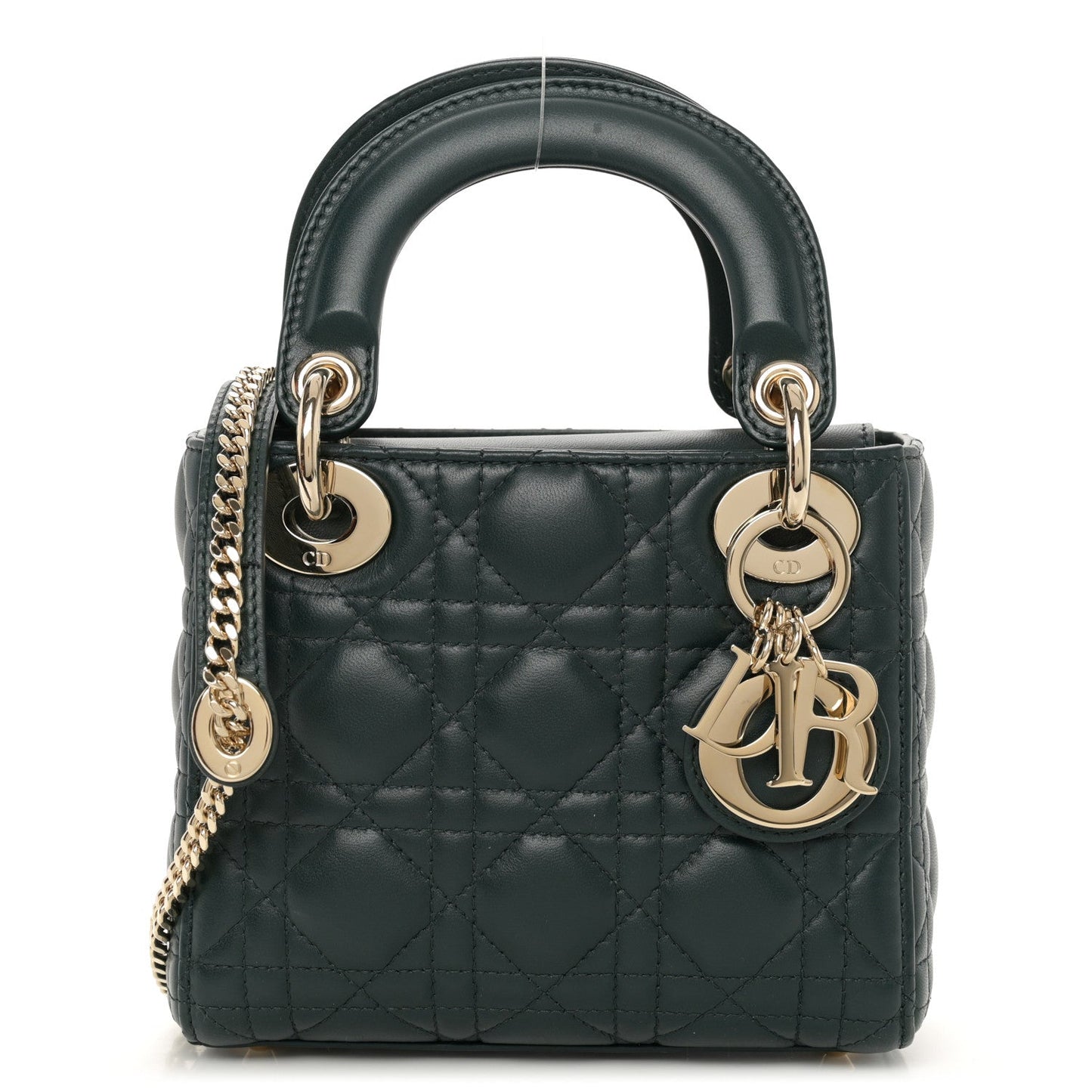 Lambskin Cannage Mini Lady Dior Dark Green