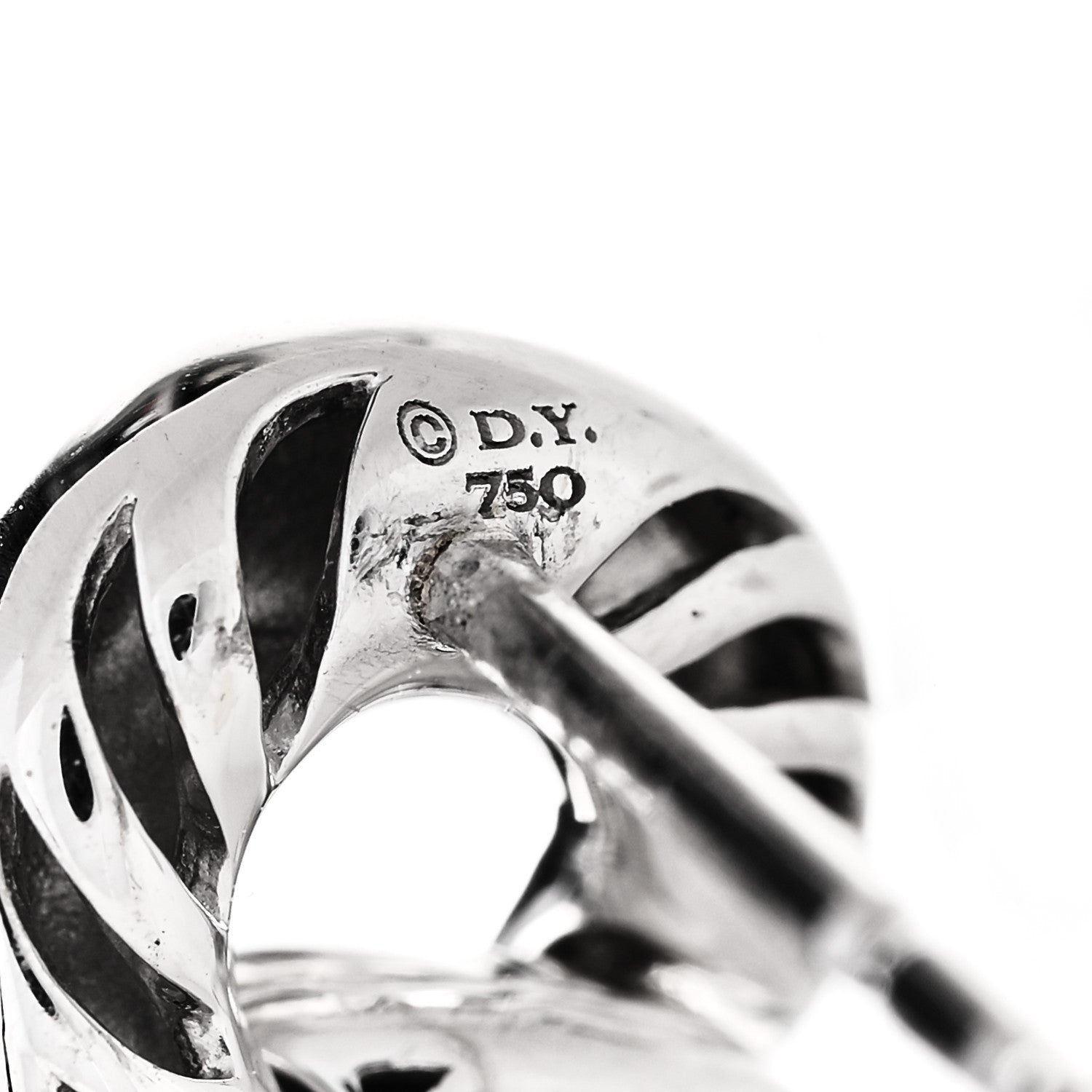 David Yurman 18K White Gold Diamond Extra Small Belmont Curb Link Drop Earrings 4 of 4