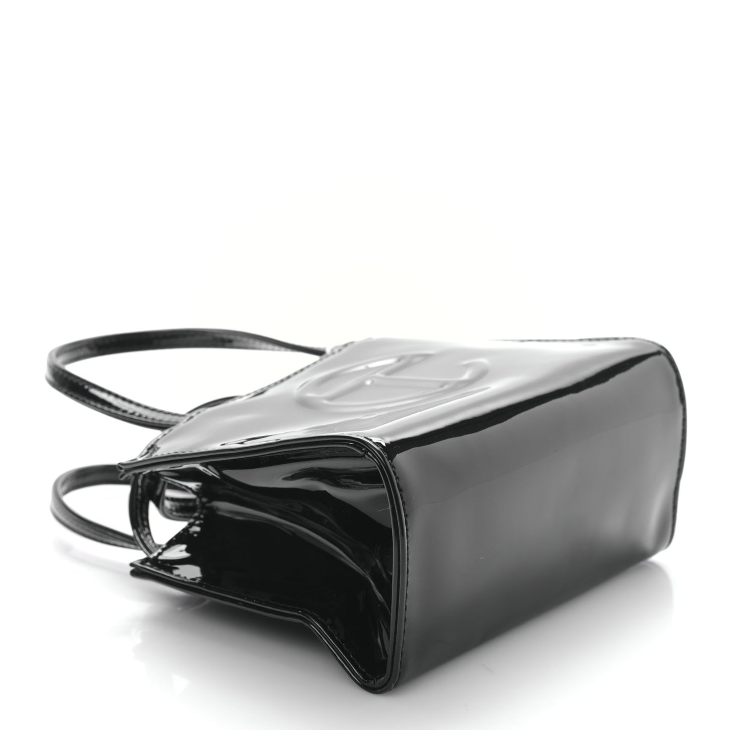 Patent Vegan Leather Small Shopping Bag Black