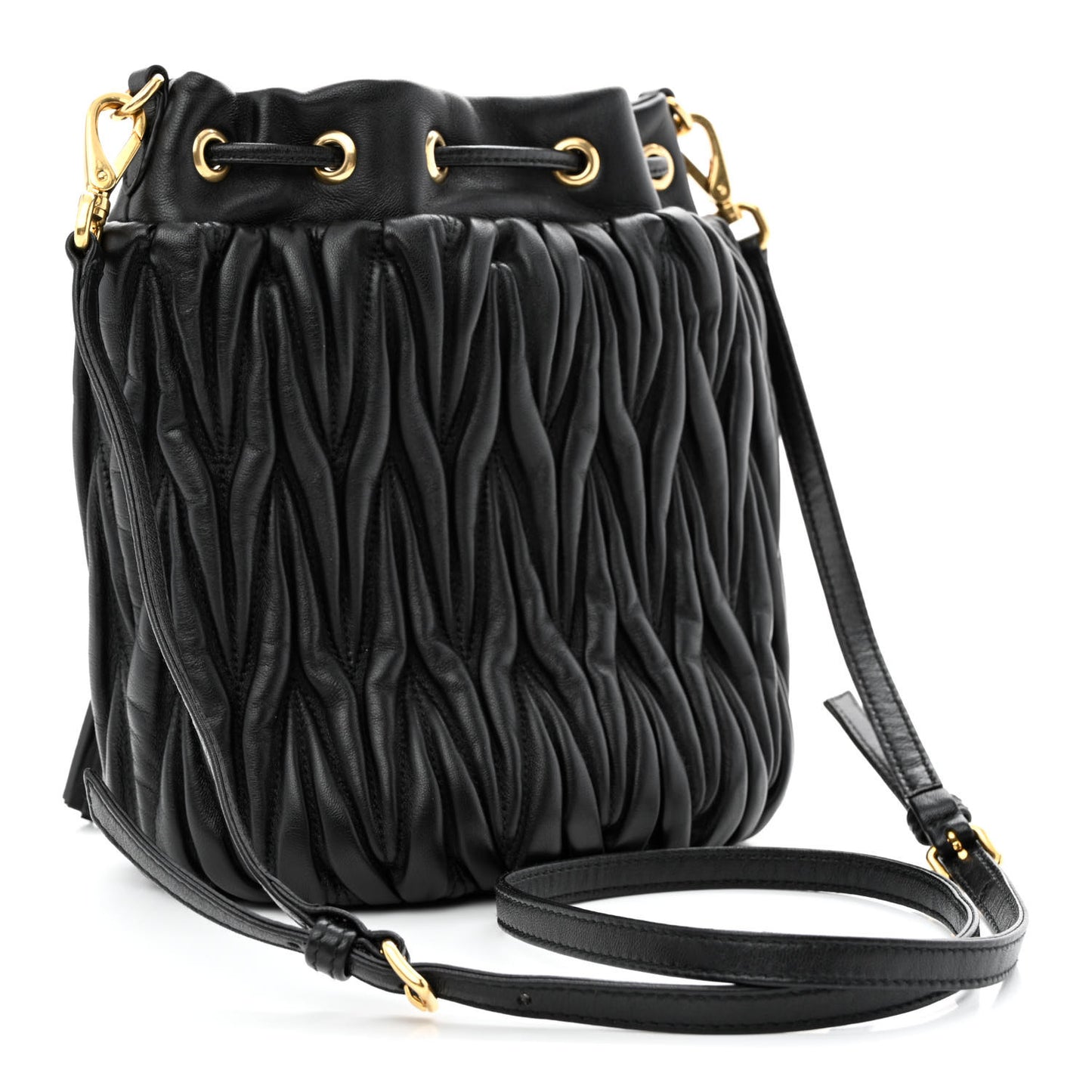 Nappa Matelasse Small Bucket Bag Black