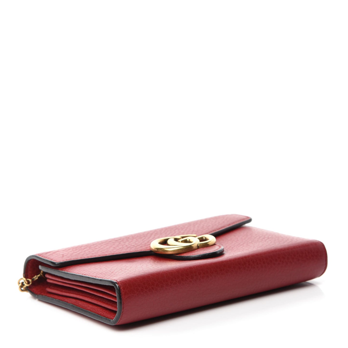 Calfskin GG Marmont Chain Wallet Vulcanic Red