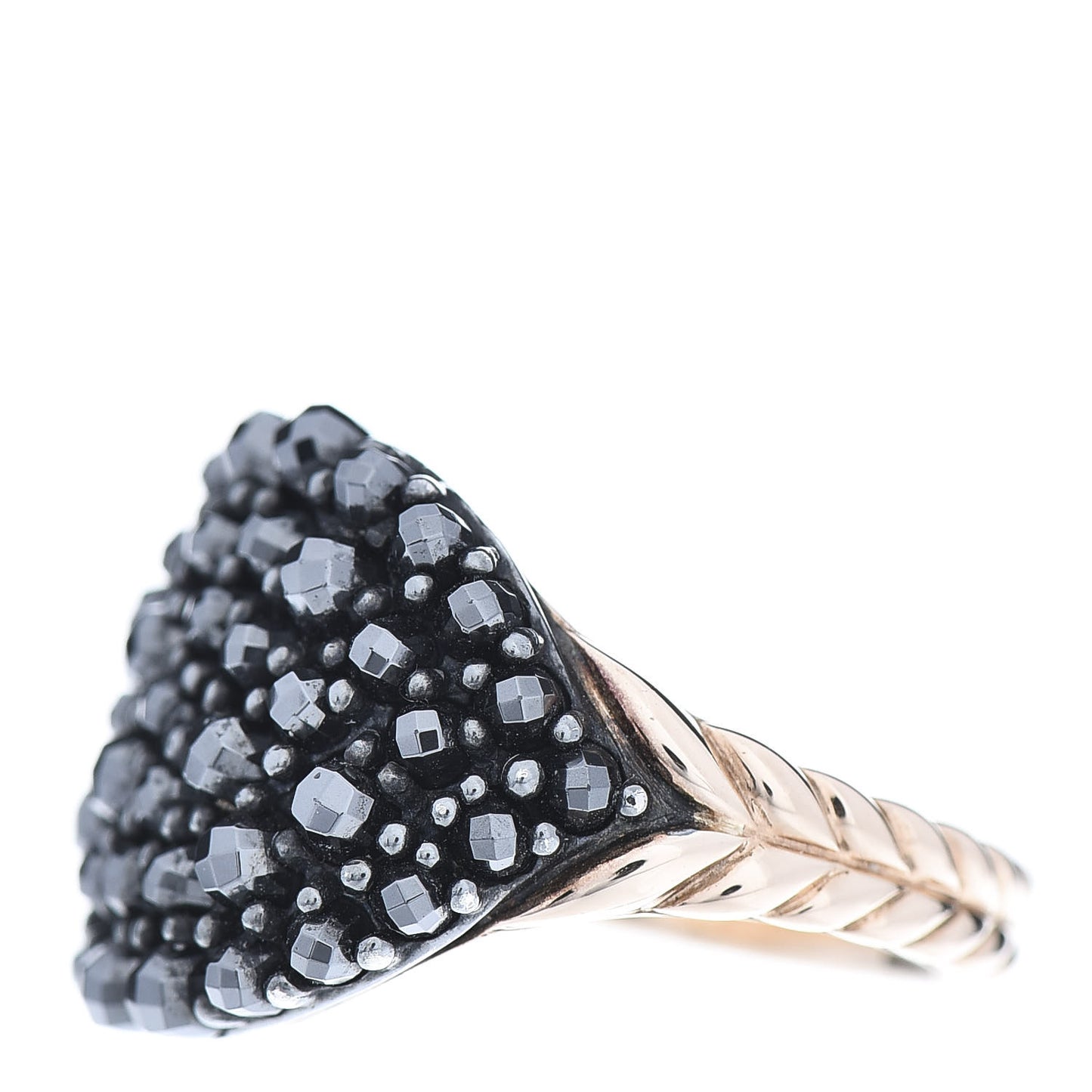 Sterling Silver 18K Rose Gold Hematite Berries Pinky Ring 49 5