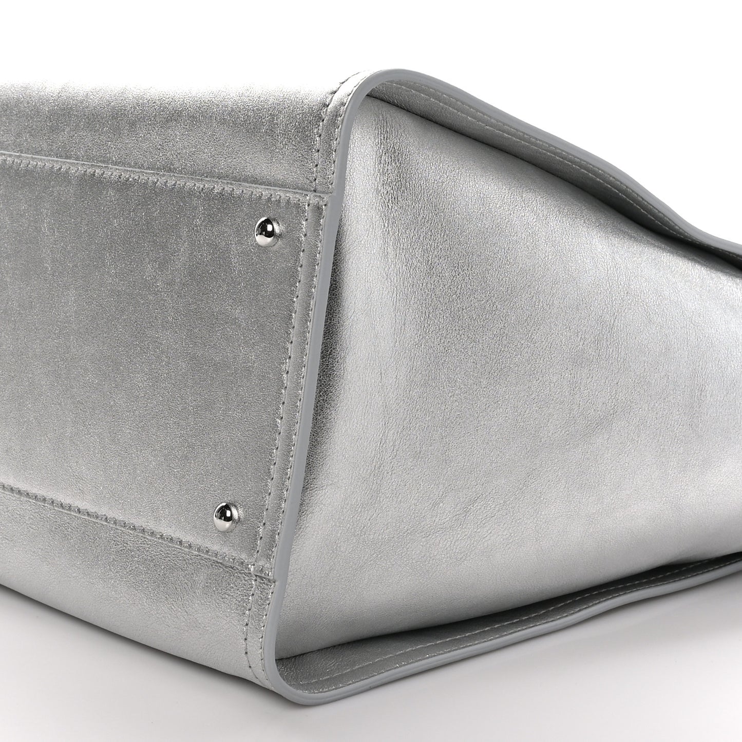 Metallic Calfskin Medium Deauville Tote Silver
