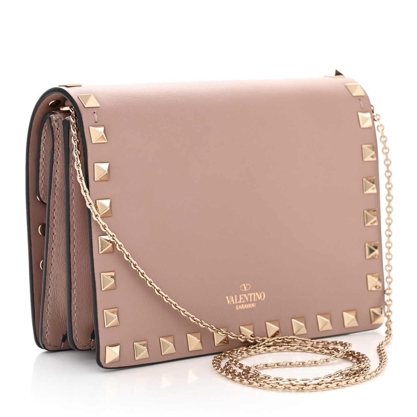 Vitello Rockstud Wallet on Chain Poudre