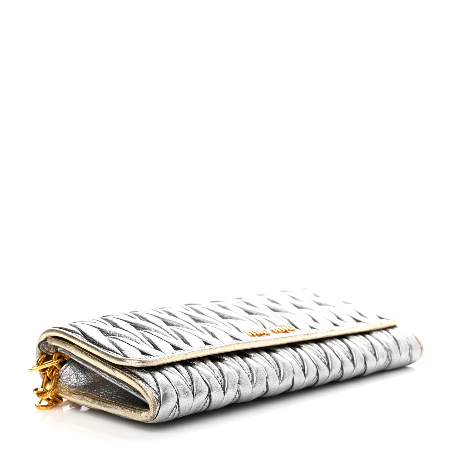 Metallic Nappa Matelasse Wallet On Chain Silver